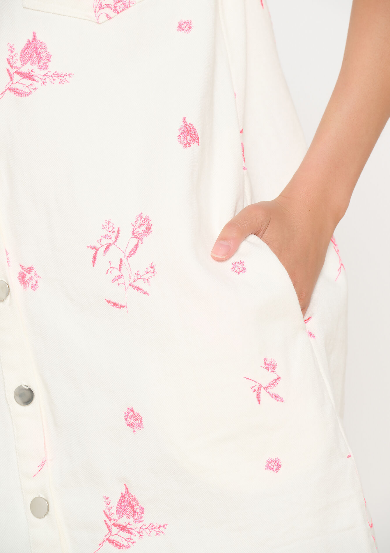Embroidered shirt dress - OPTICAL WHITE - 08104115