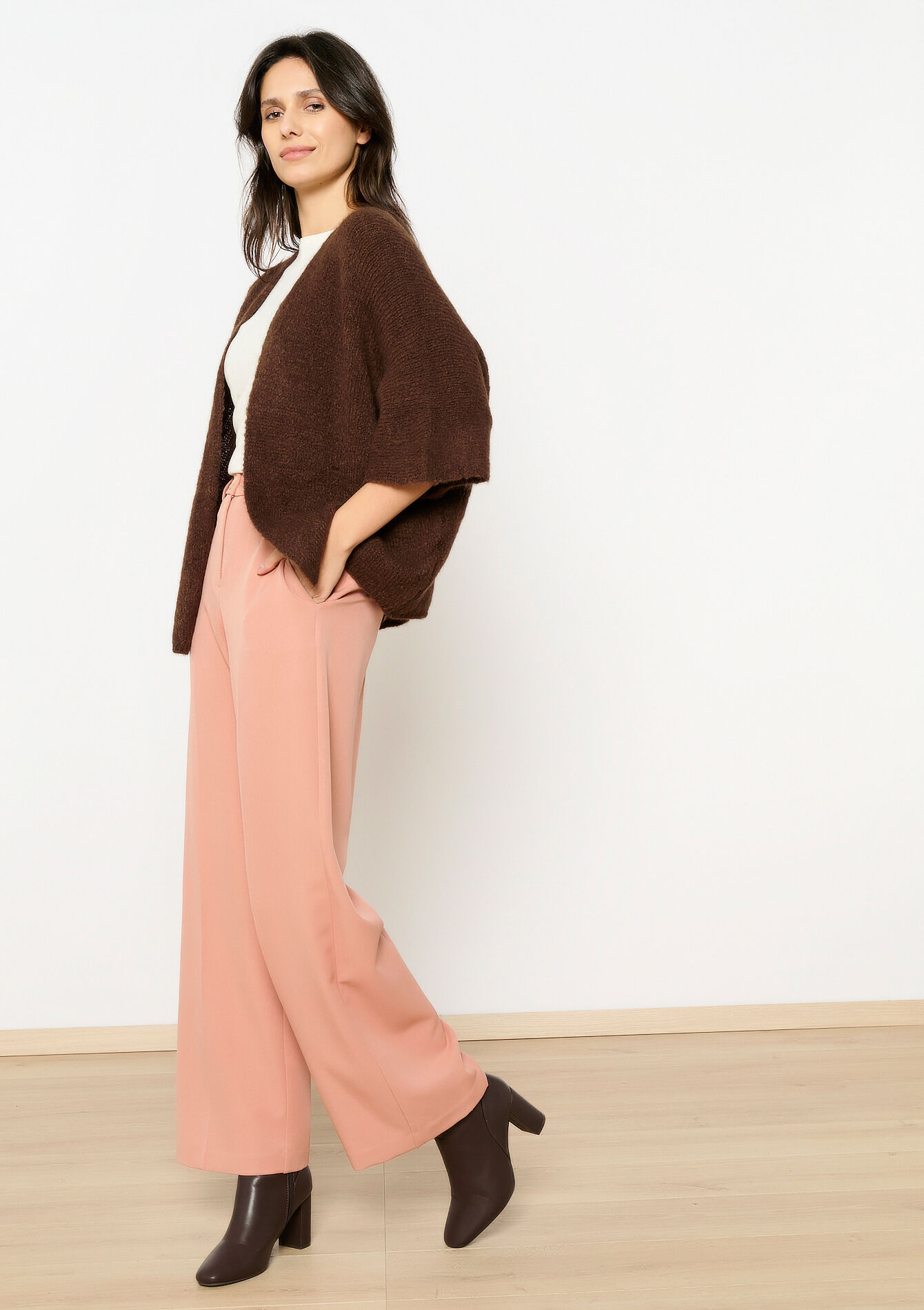 Cardigan en mohair - BROWN DARK CHOCOLATE - 04101273_3720