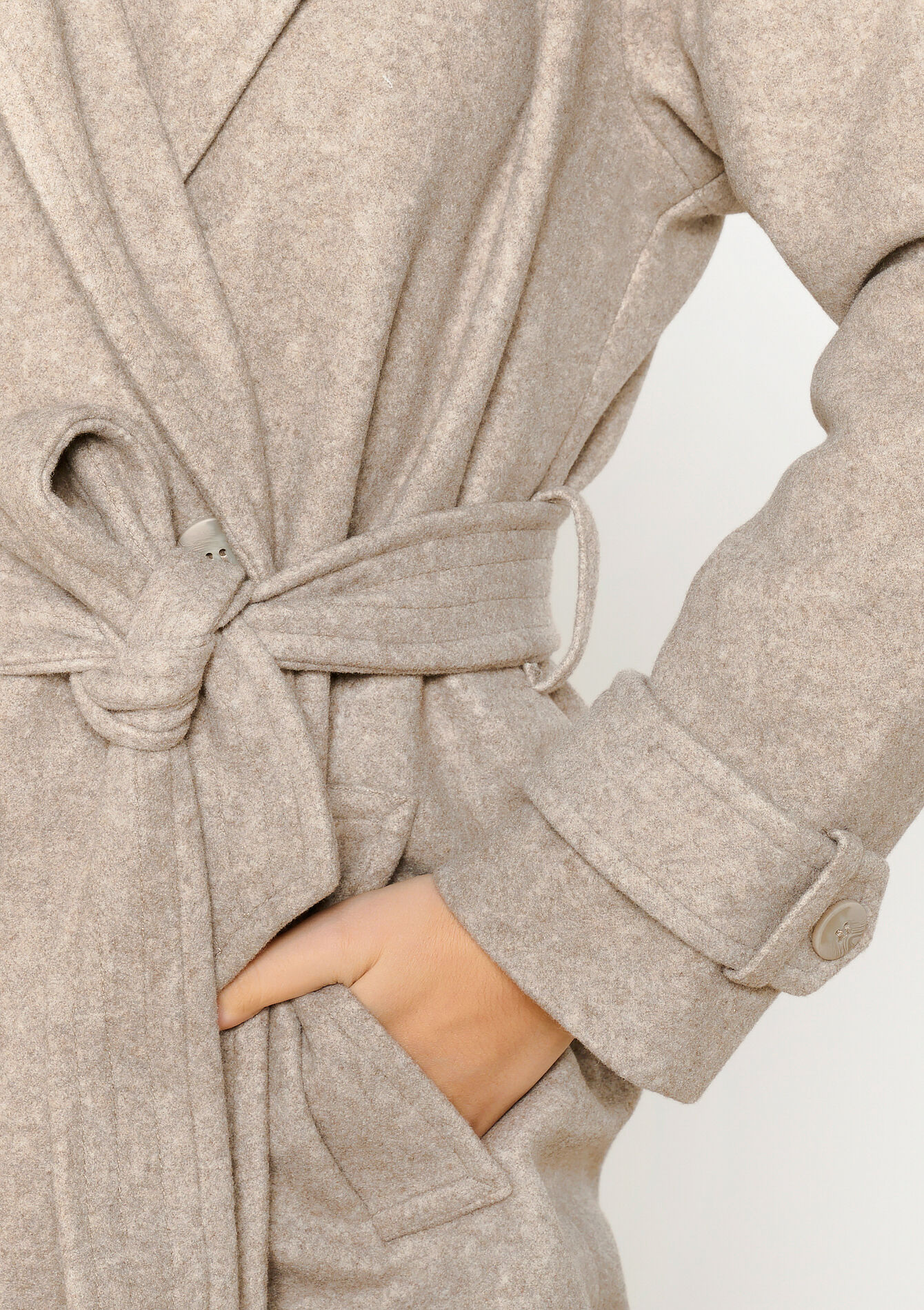 Halflange jas met riem, Halflange jas met riem - TAUPE - 23000678_1021