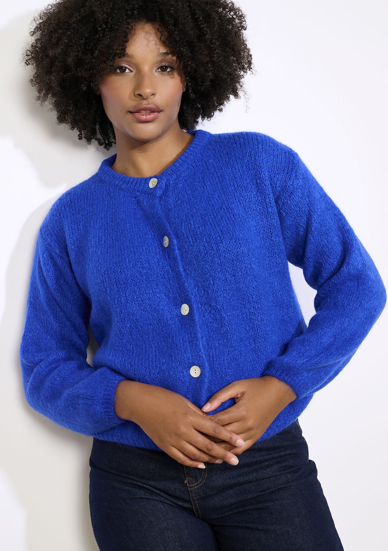 Zachte cardigan met knopen, Zachte cardigan met knopen, , back