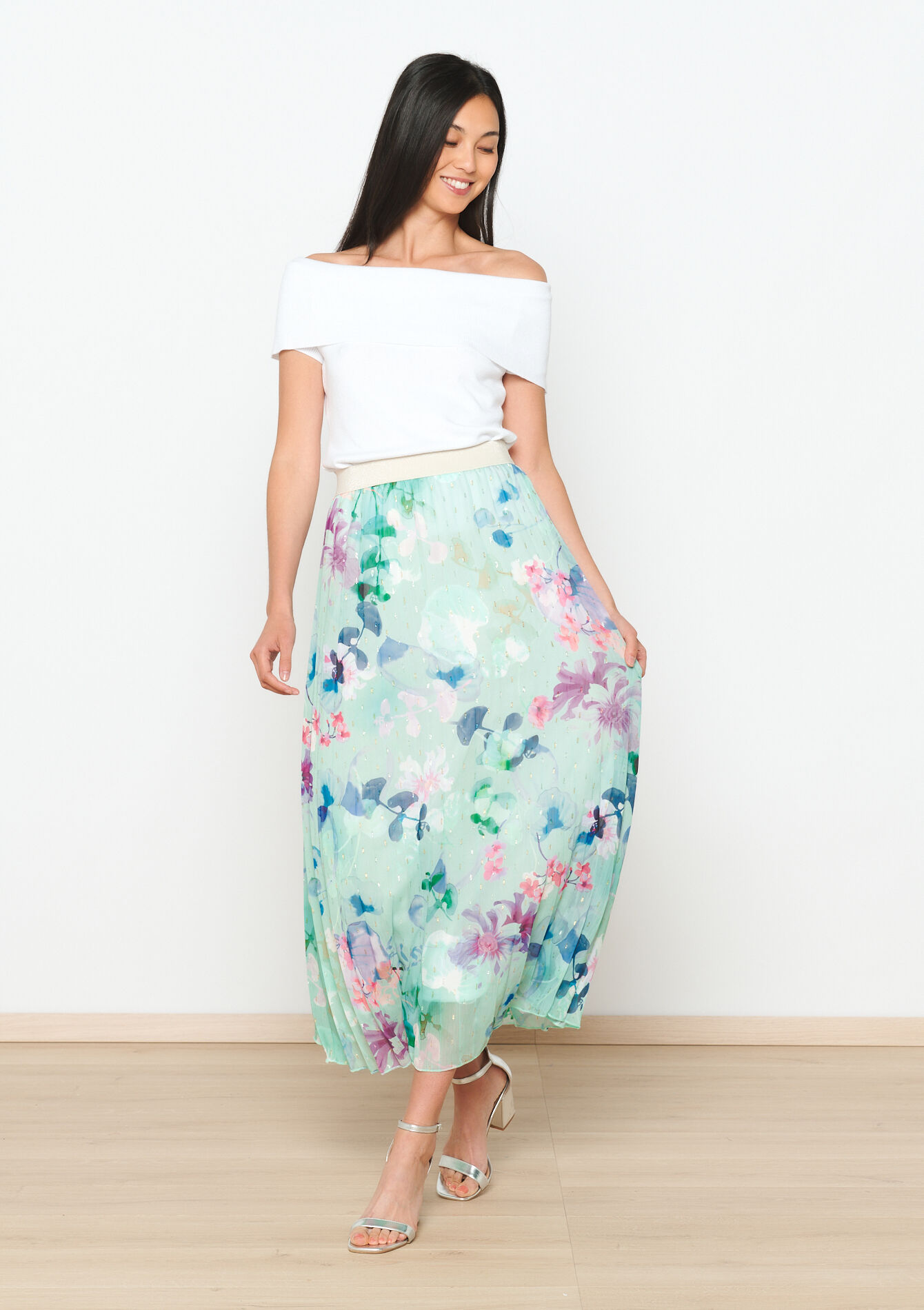 Off-shoulder T-shirt, Off-shoulder T-shirt - OPTICAL WHITE - 02100272