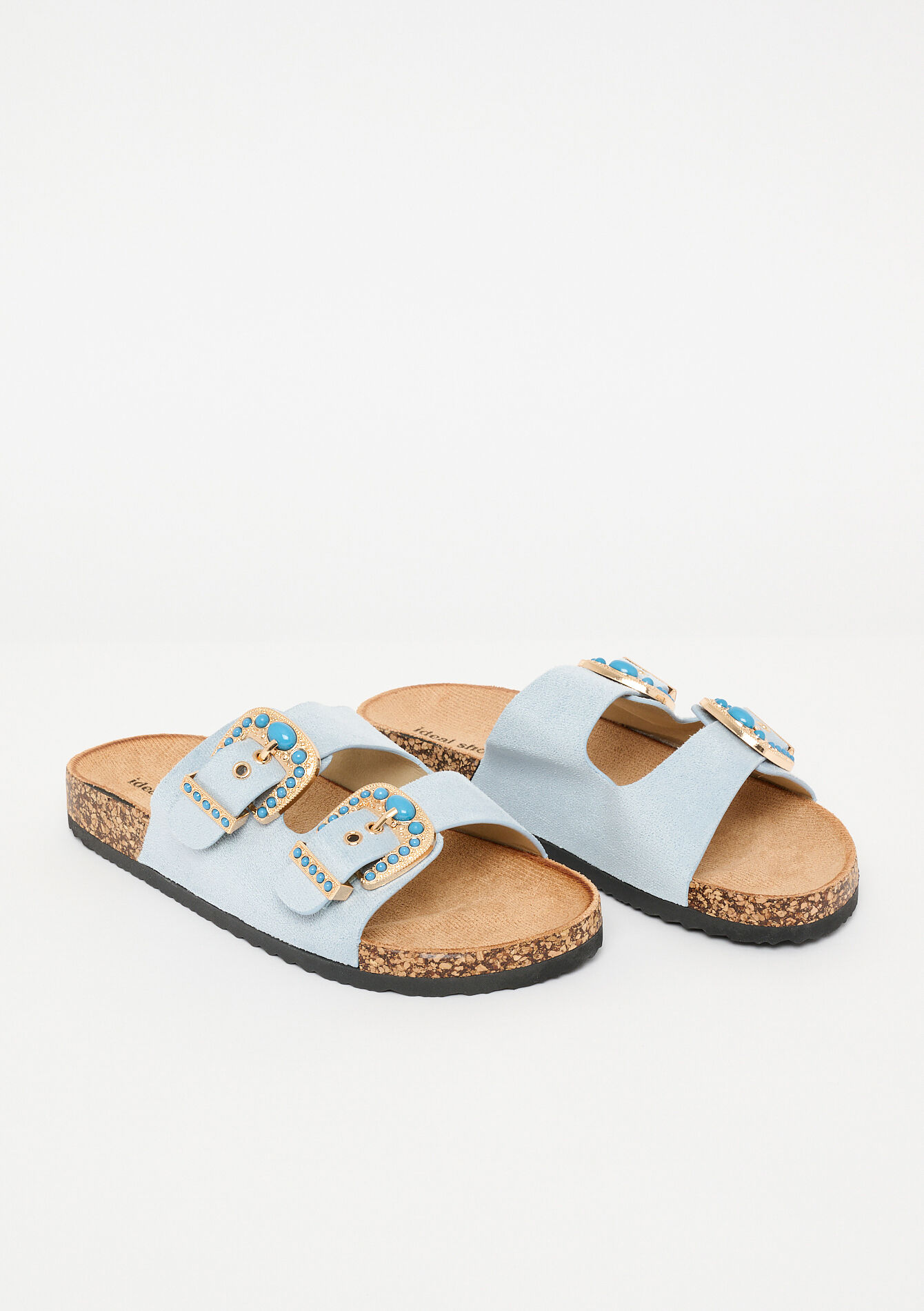 Studded buckle sandals - BLUE PASTEL - 13000856_3003