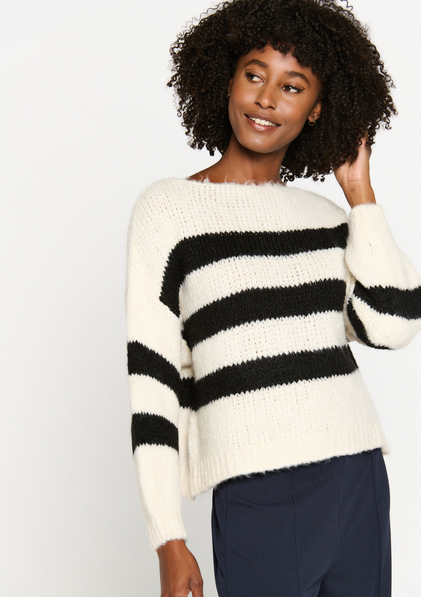 Pullover à rayures, Pullover à rayures - BLACK - 04006305_1119