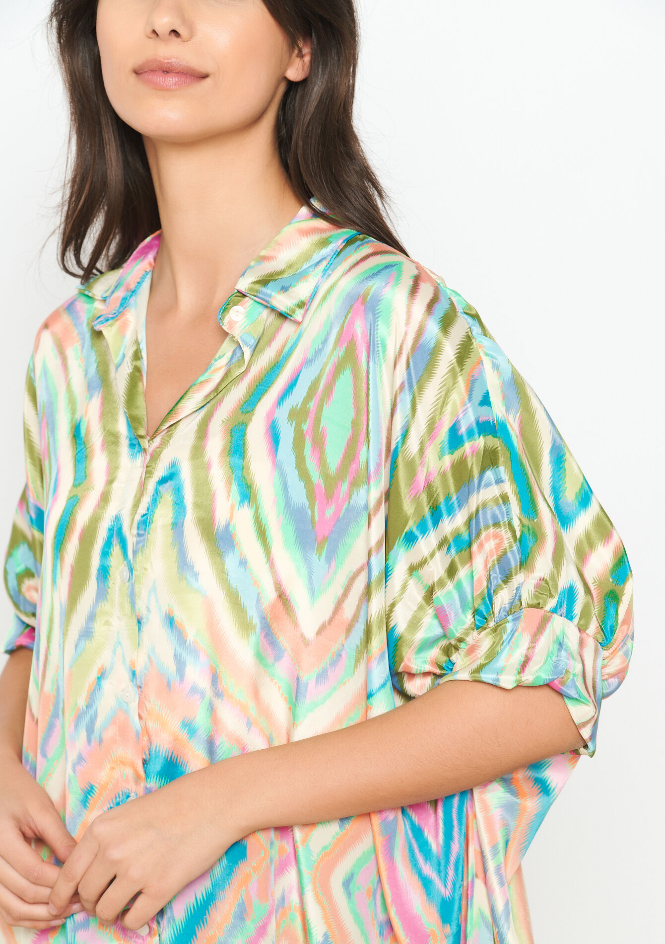 Oversized hemd met etnische print, Oversized hemd met etnische print - MULTICOLOR - 05702446_1000