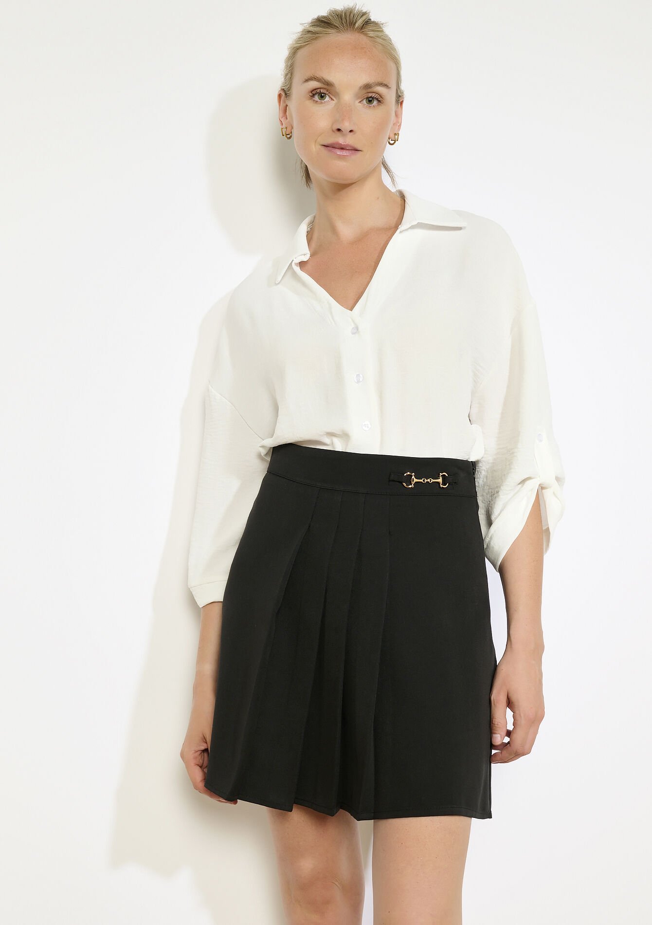 Korte plooirok, , front