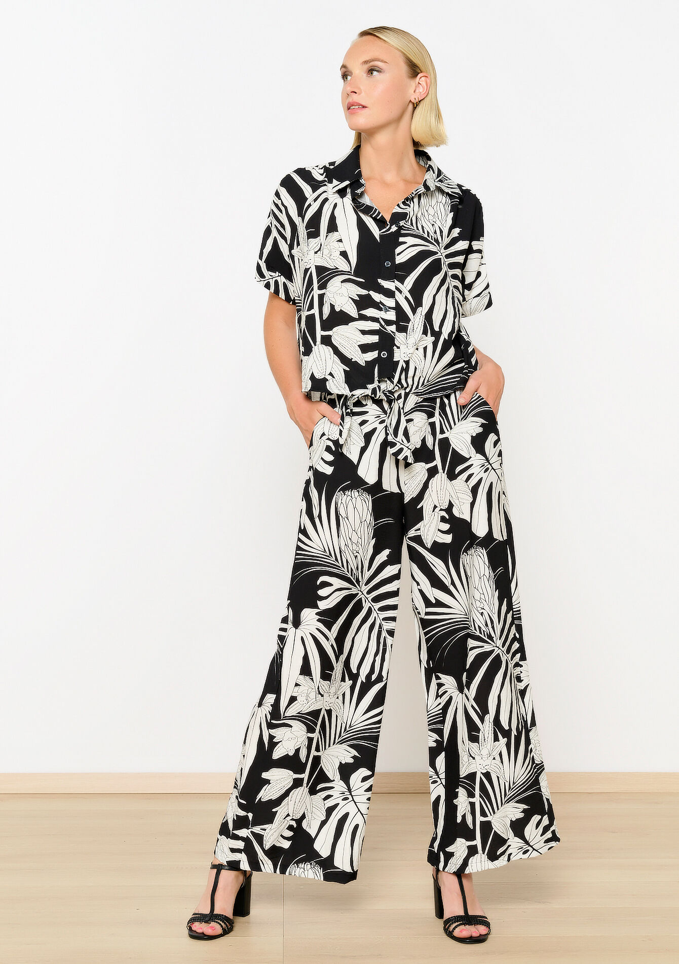 Hemd met tropische print, Hemd met tropische print - BLACK - 05702628_1119