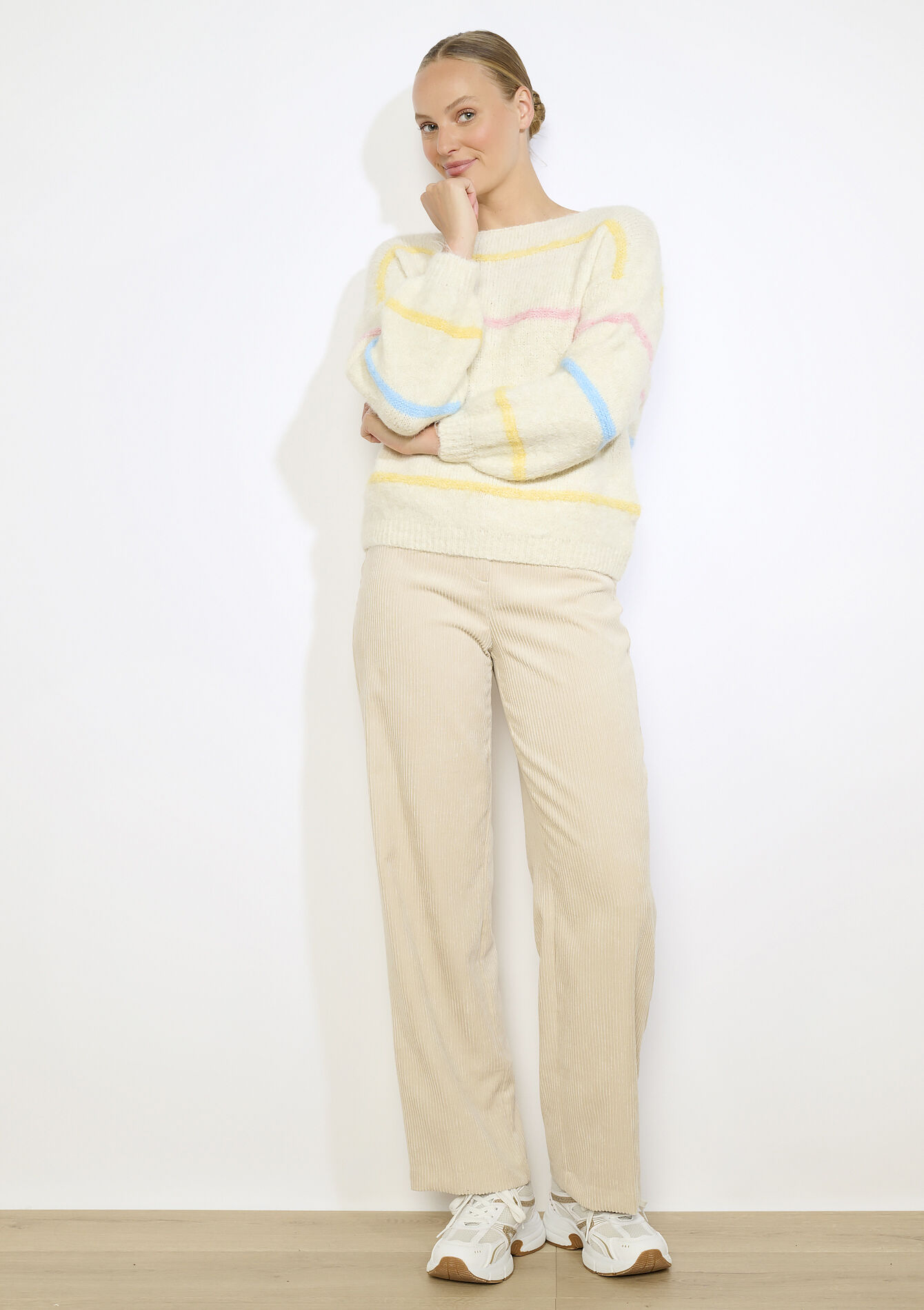 Pull à rayures tricolores, Pull à rayures tricolores - LT BEIGE - 04007041