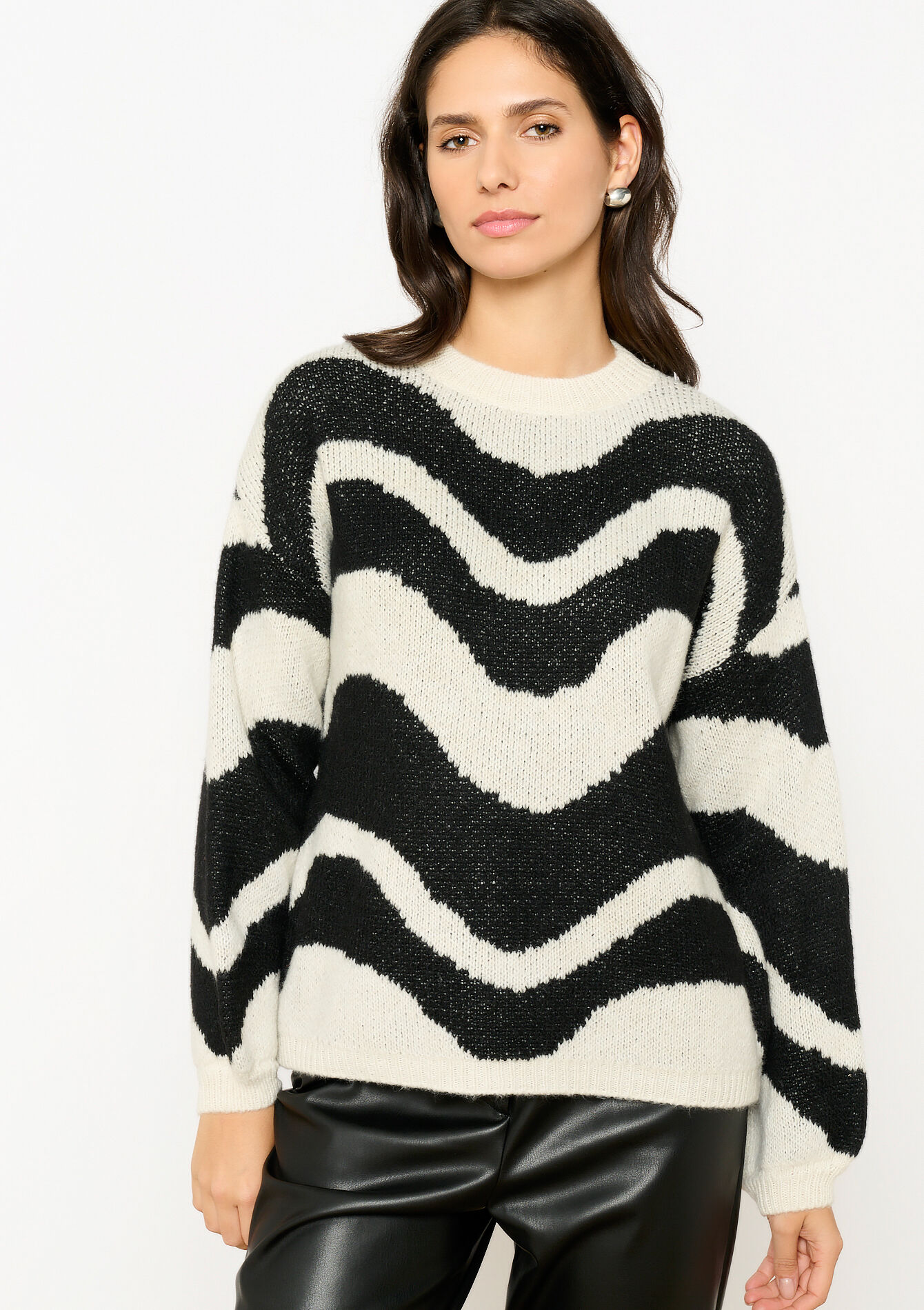 Trui met golfpatroon, Trui met golfpatroon - BLACK - 04006730_1119