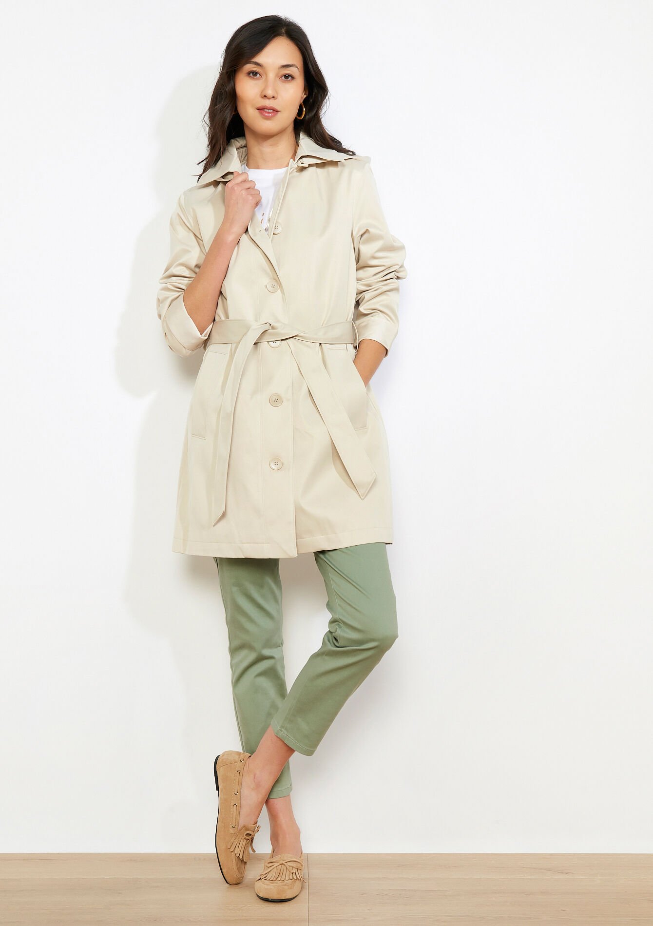 Trench à double boutonnage, , back