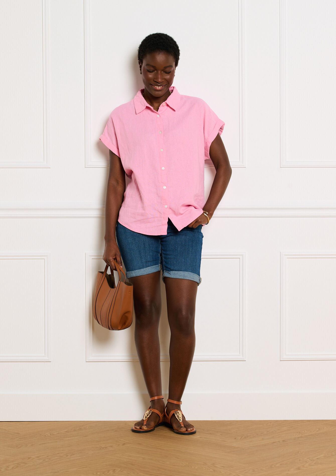 Denim short met normale taille - DARK BLUE - 22000651_0501