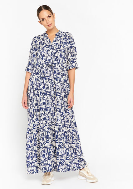 Maxi dress with floral print - NAVY BASIC - 08601838_2723