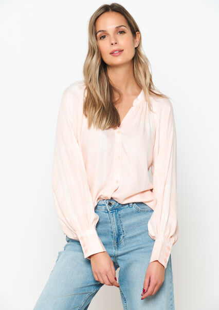 Blouse with volume sleeves - LIGHT PINK - 05702409_1303