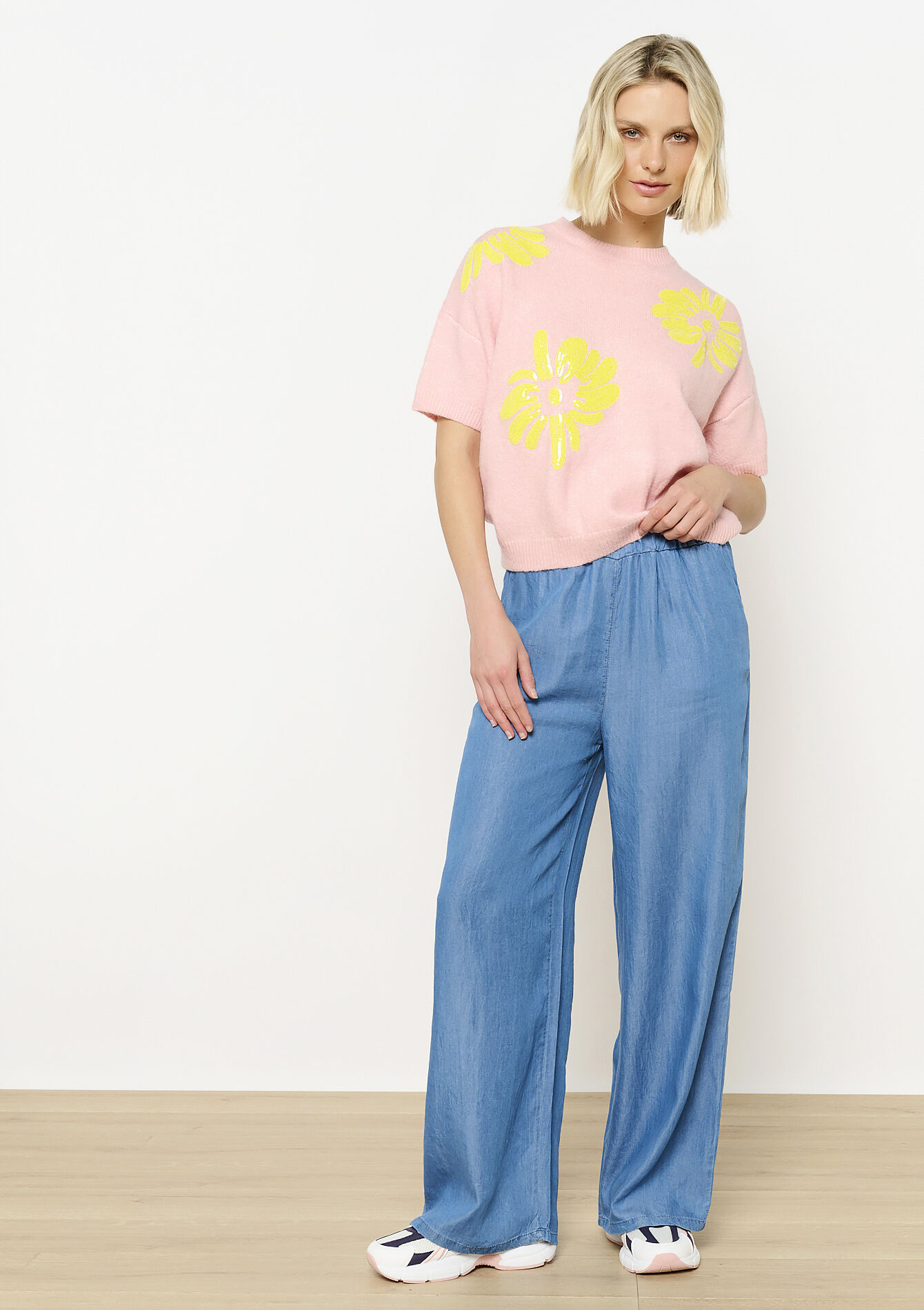 Geborduurde bloemen trui, Geborduurde bloemen trui - LIGHT PINK - 04006843_1303