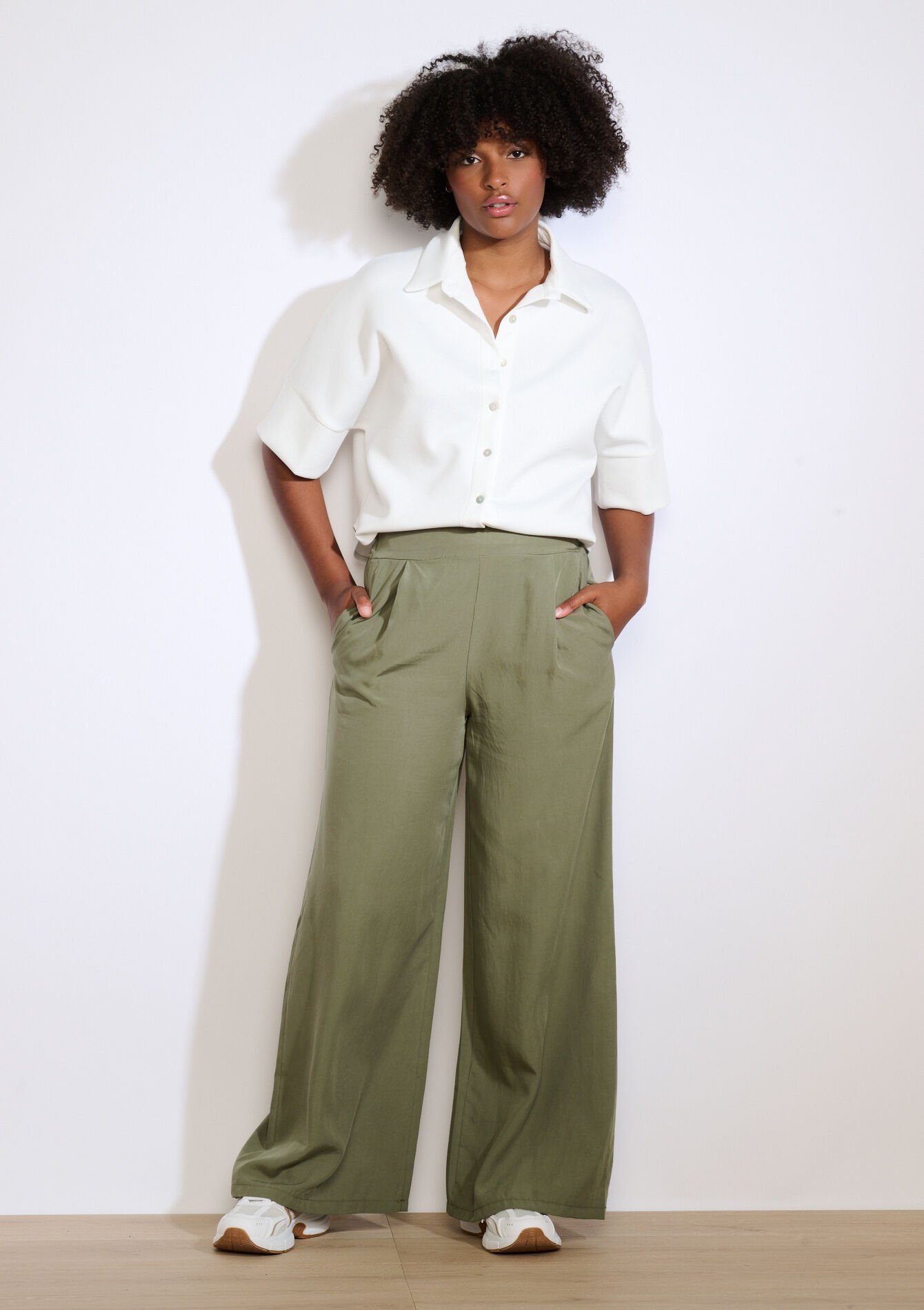 Pantalon large fluide - KHAKI MED - 06601038_4327