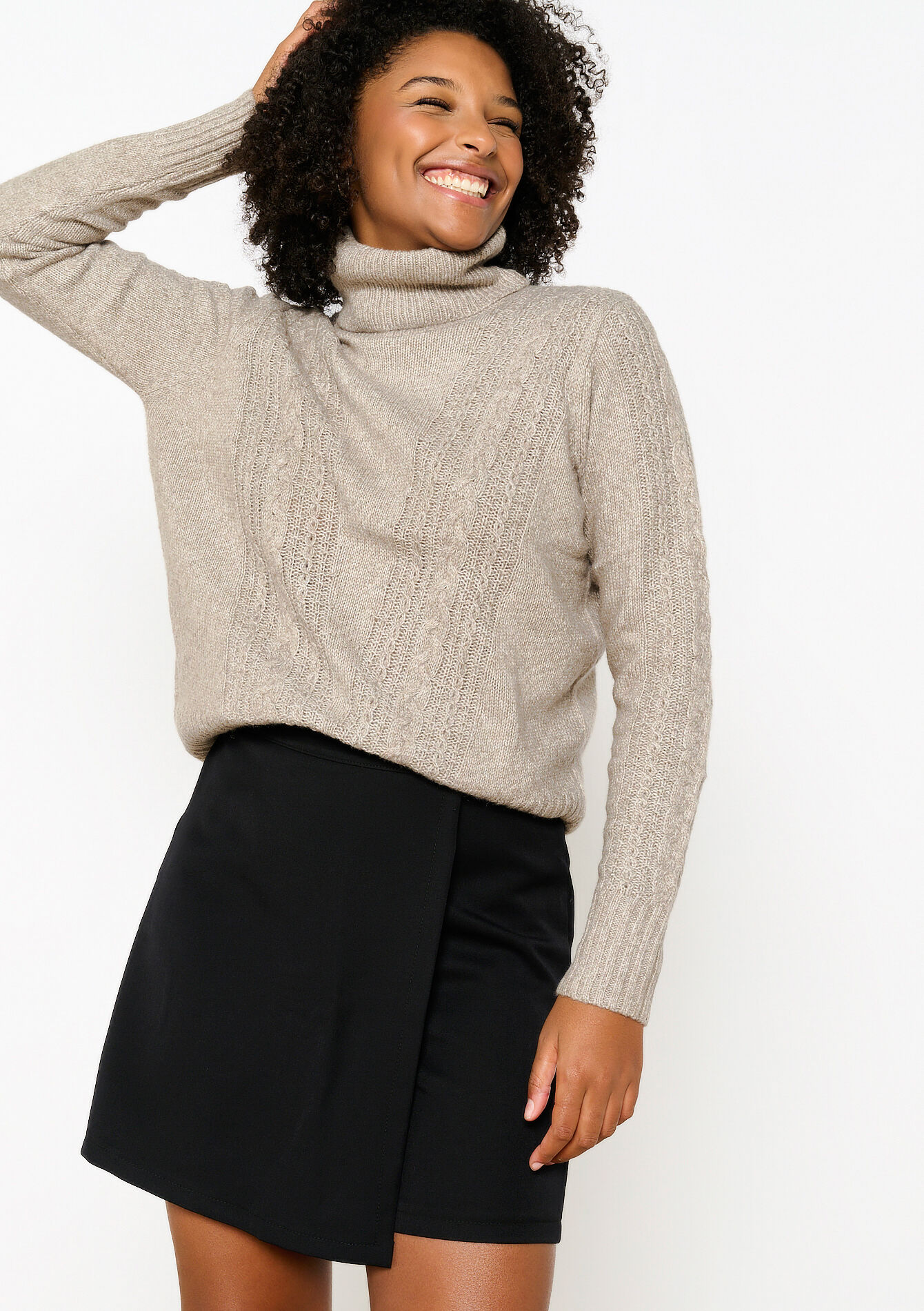 Kabelgebreide coltrui, Kabelgebreide coltrui - TAUPE - 04101158_1021