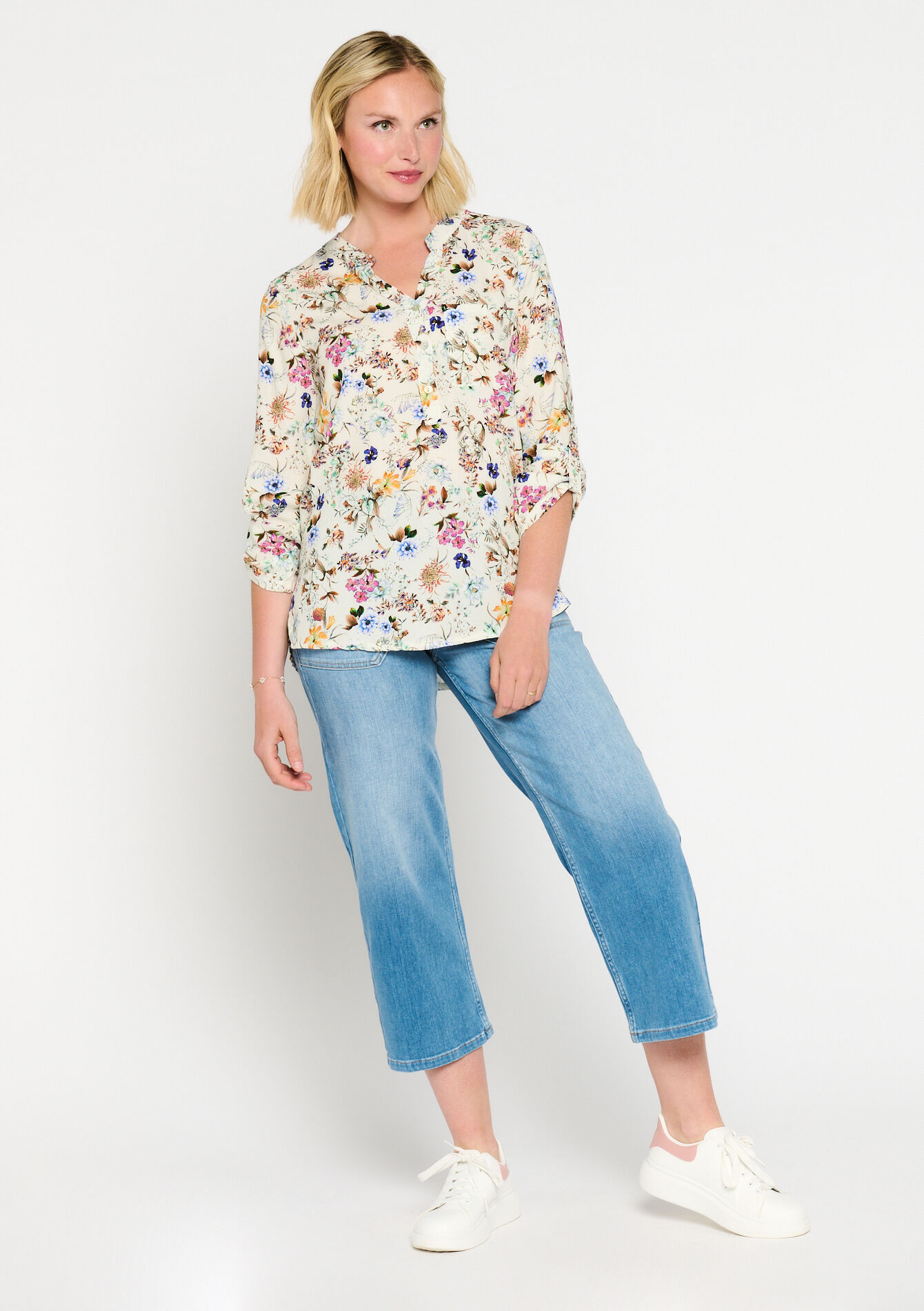 Blouse met bloemenprint - OPTICAL WHITE - 05702195_1019