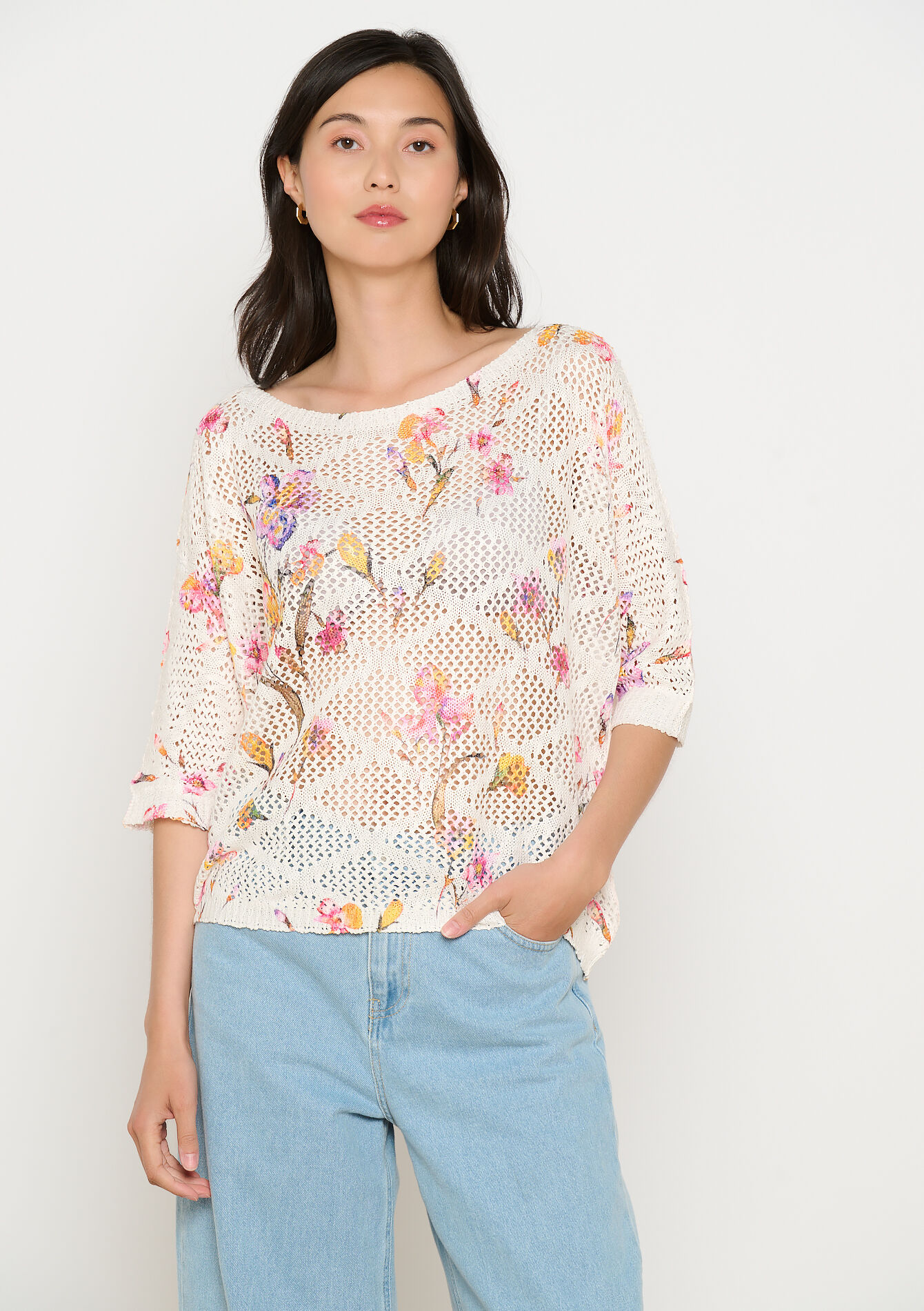 Romantic crochet top, Romantic crochet top - VANILLA WHITE - 02301834_1013