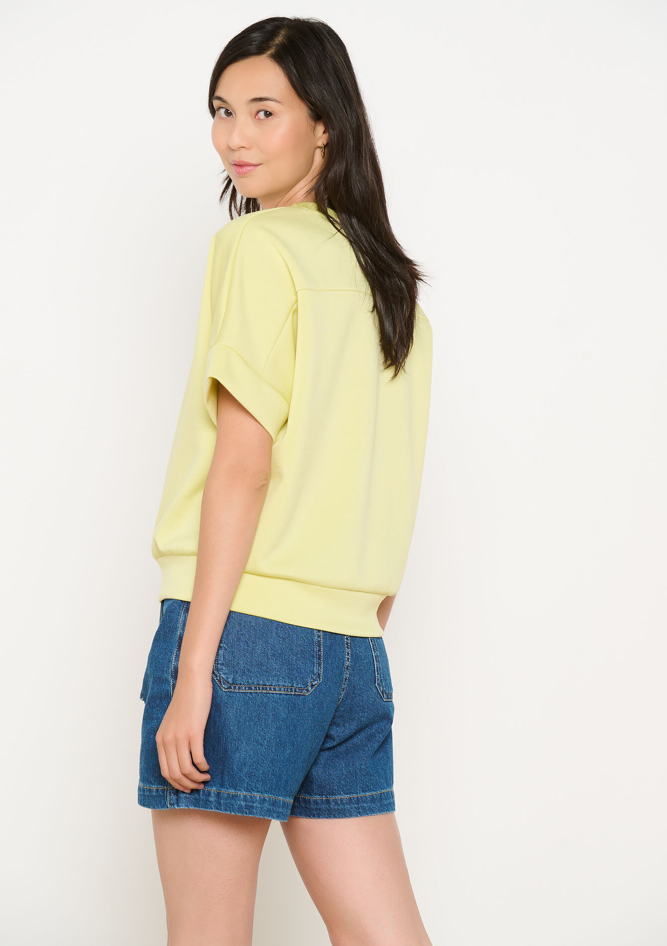 T-shirt in sweatstof, T-shirt in sweatstof - YELLOW PASTEL - 1127370