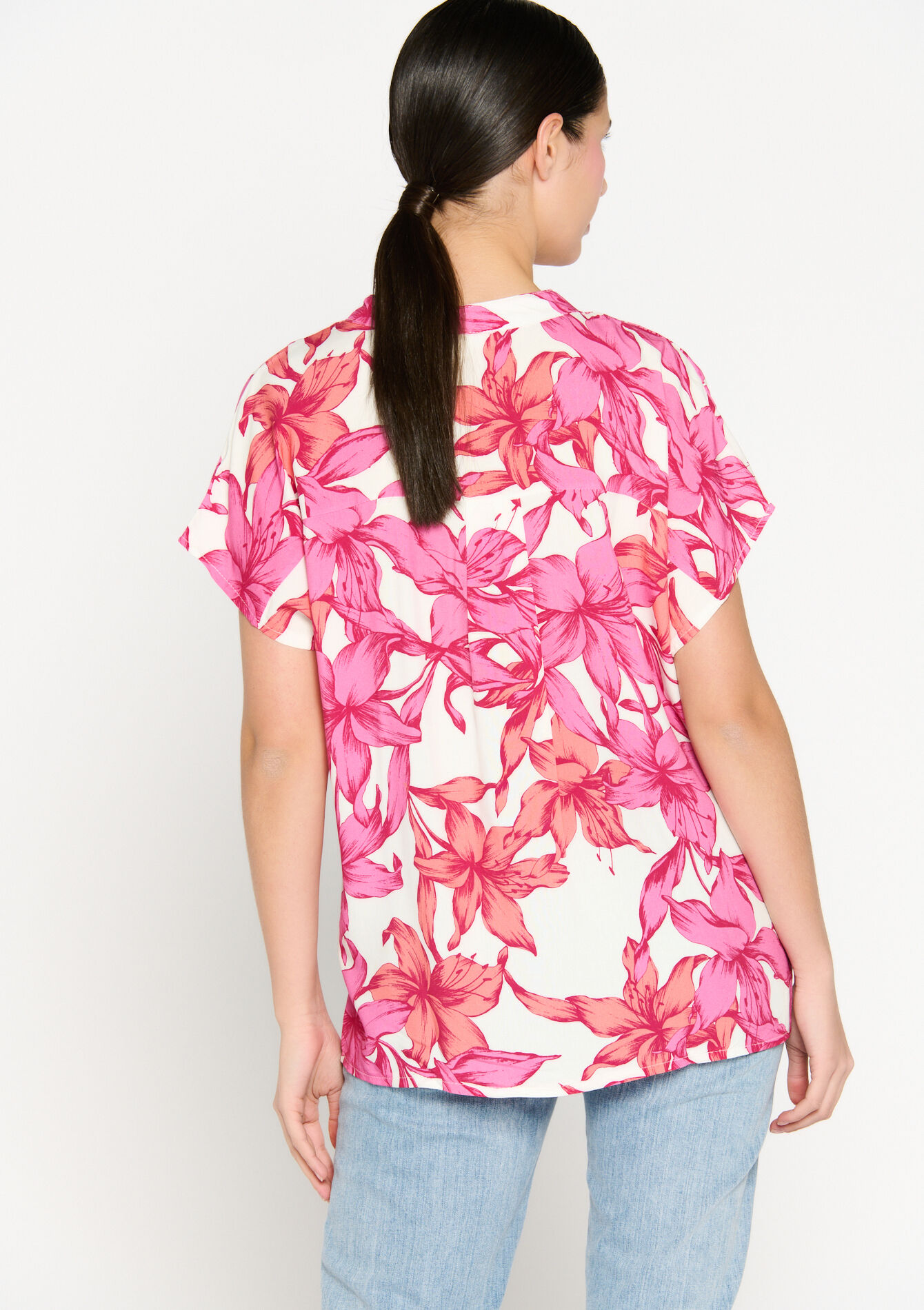 Blouse met bloemenprint - FUCHSIA - 05702241_5626