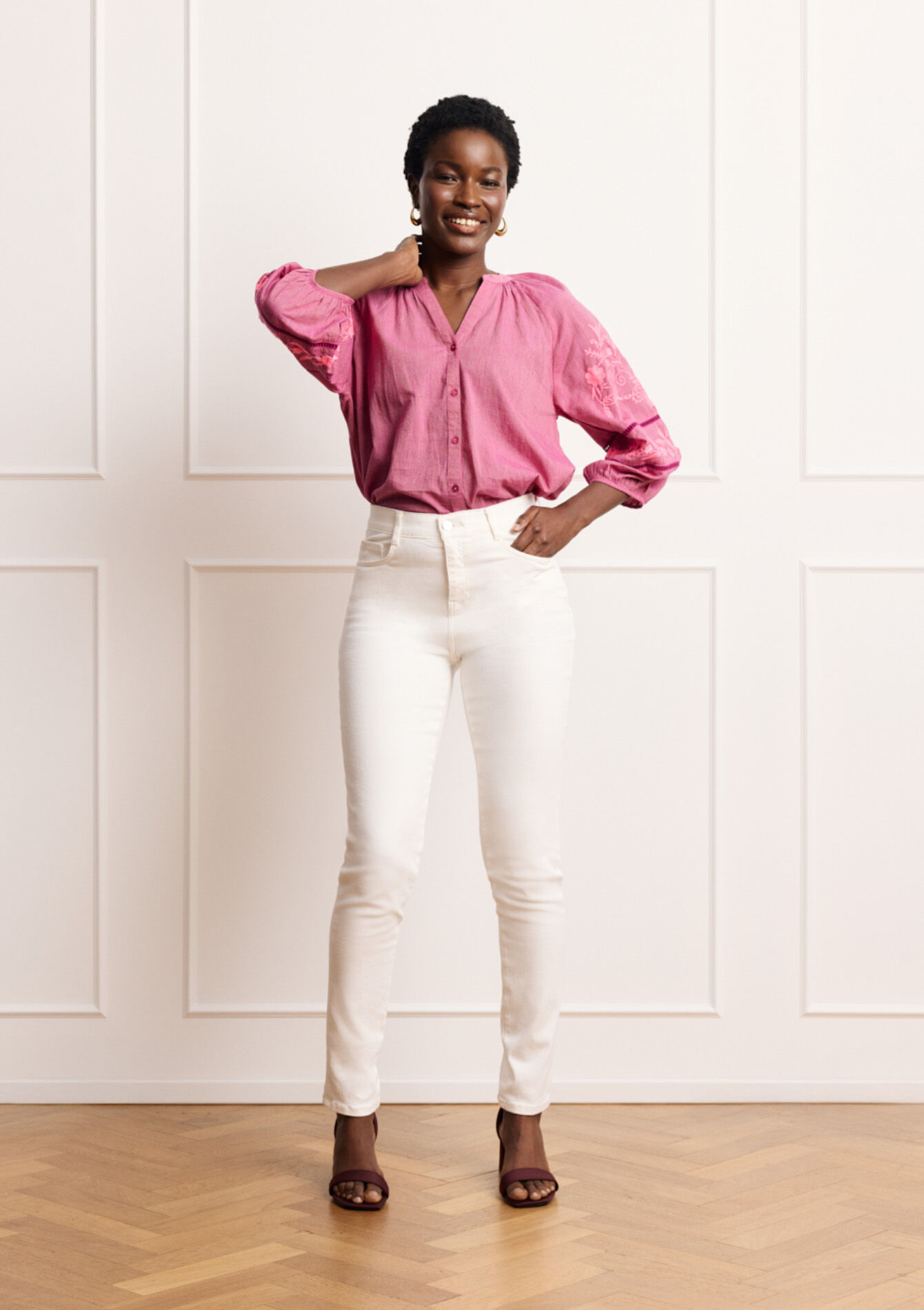 Multiple size slimfit broek - OFFWHITE - 06004680_1001