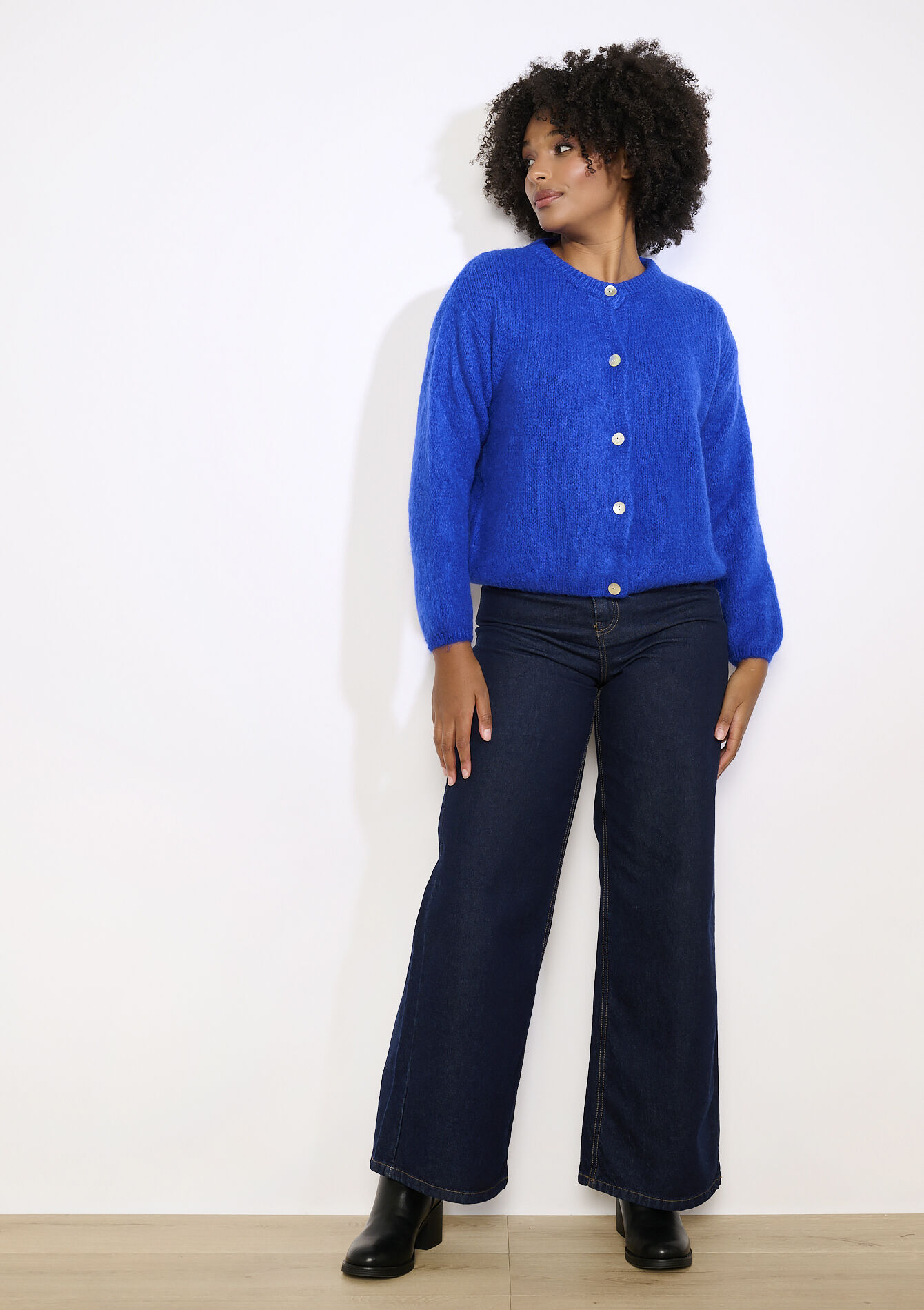 Soft buttoned cardigan, Soft buttoned cardigan - ELECTRIC BLUE - 04101383_1619