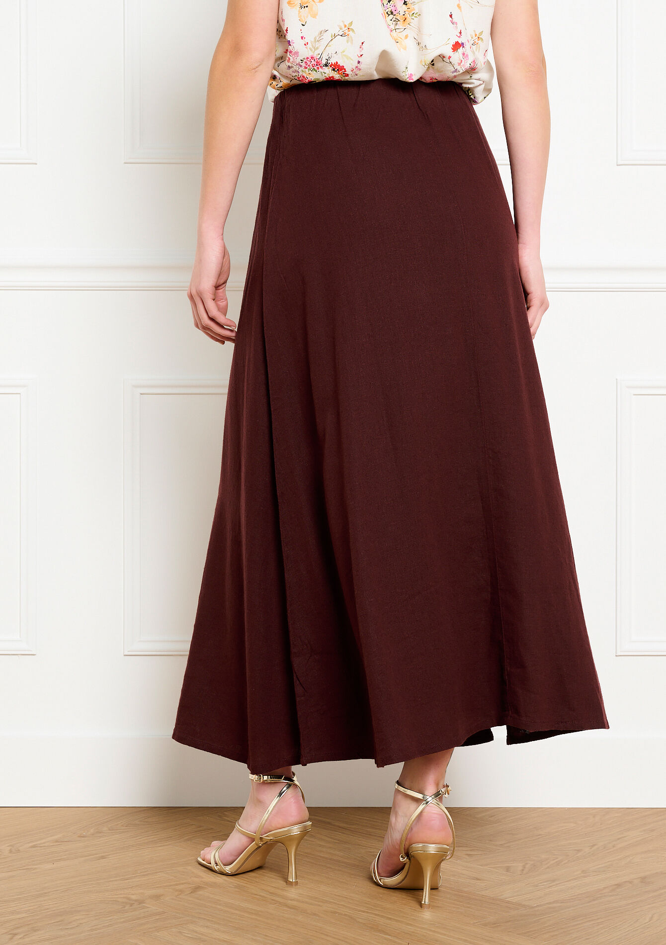 Midi rok met volume - BROWN DARK CHOCOLATE - 07101429_3720