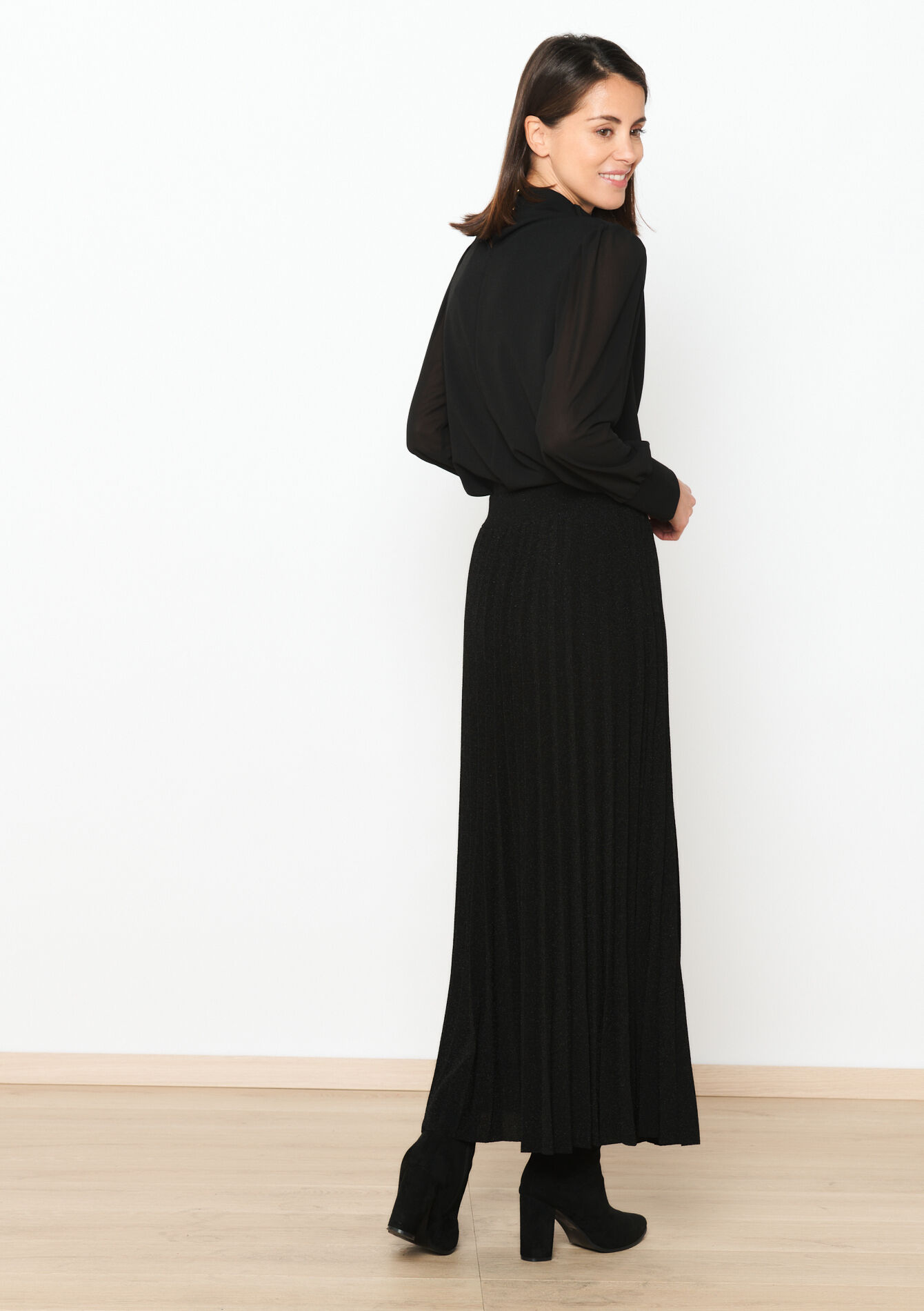 Jupe longue plissée, Jupe longue plissée - BLACK - 1092900