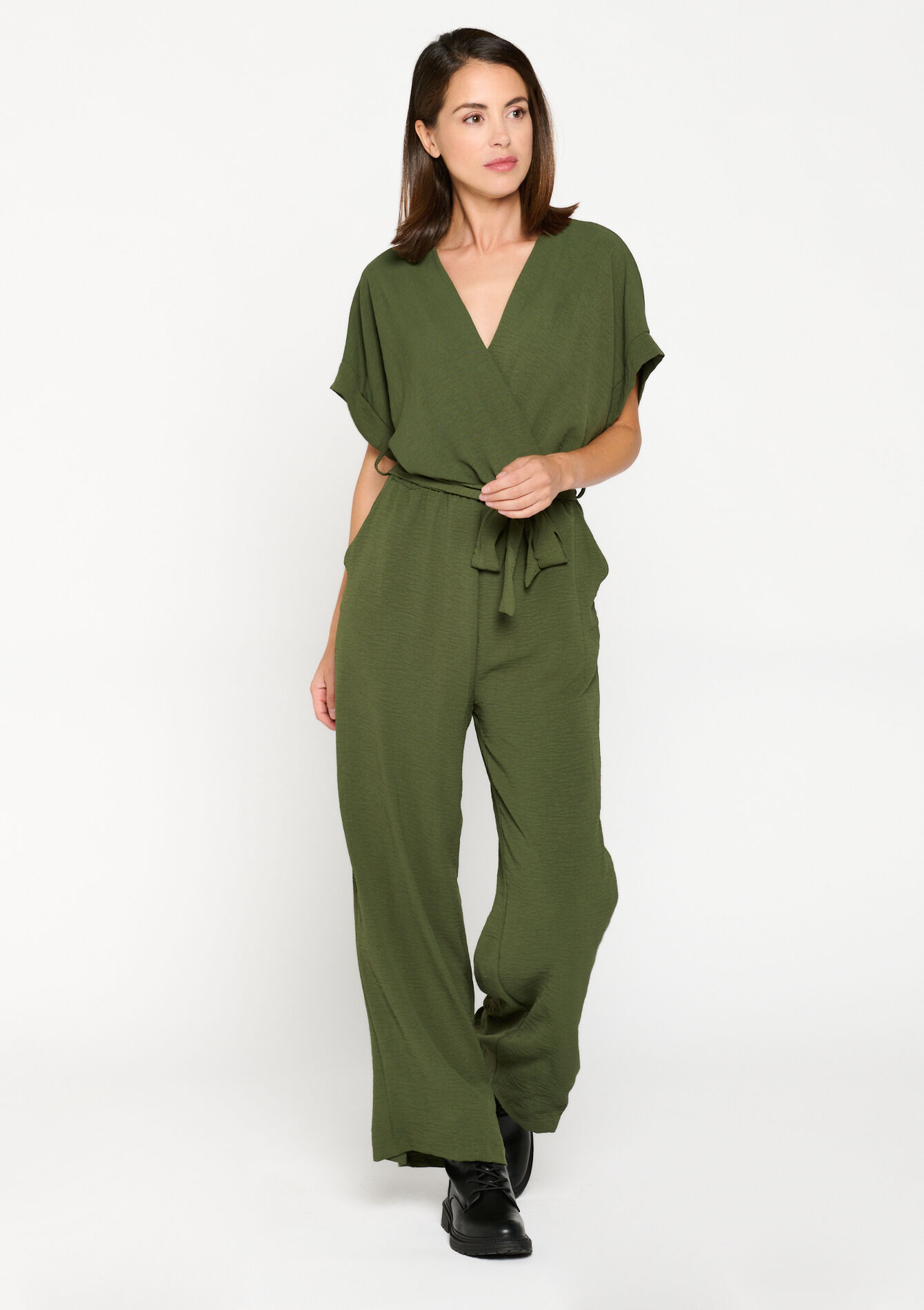 Jumpsuit with kimono look - KHAKI DARKY - 06004440_4208