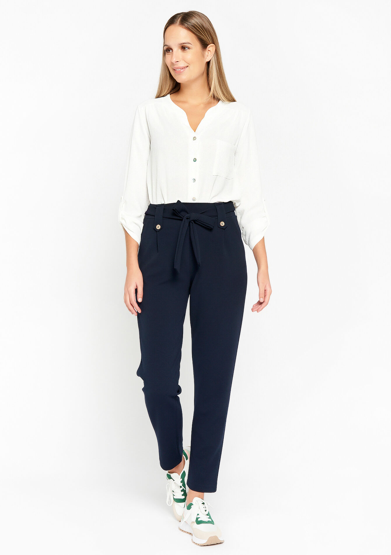 Paperbag trousers, Paperbag trousers - NAVY BASIC - 06600713_2723