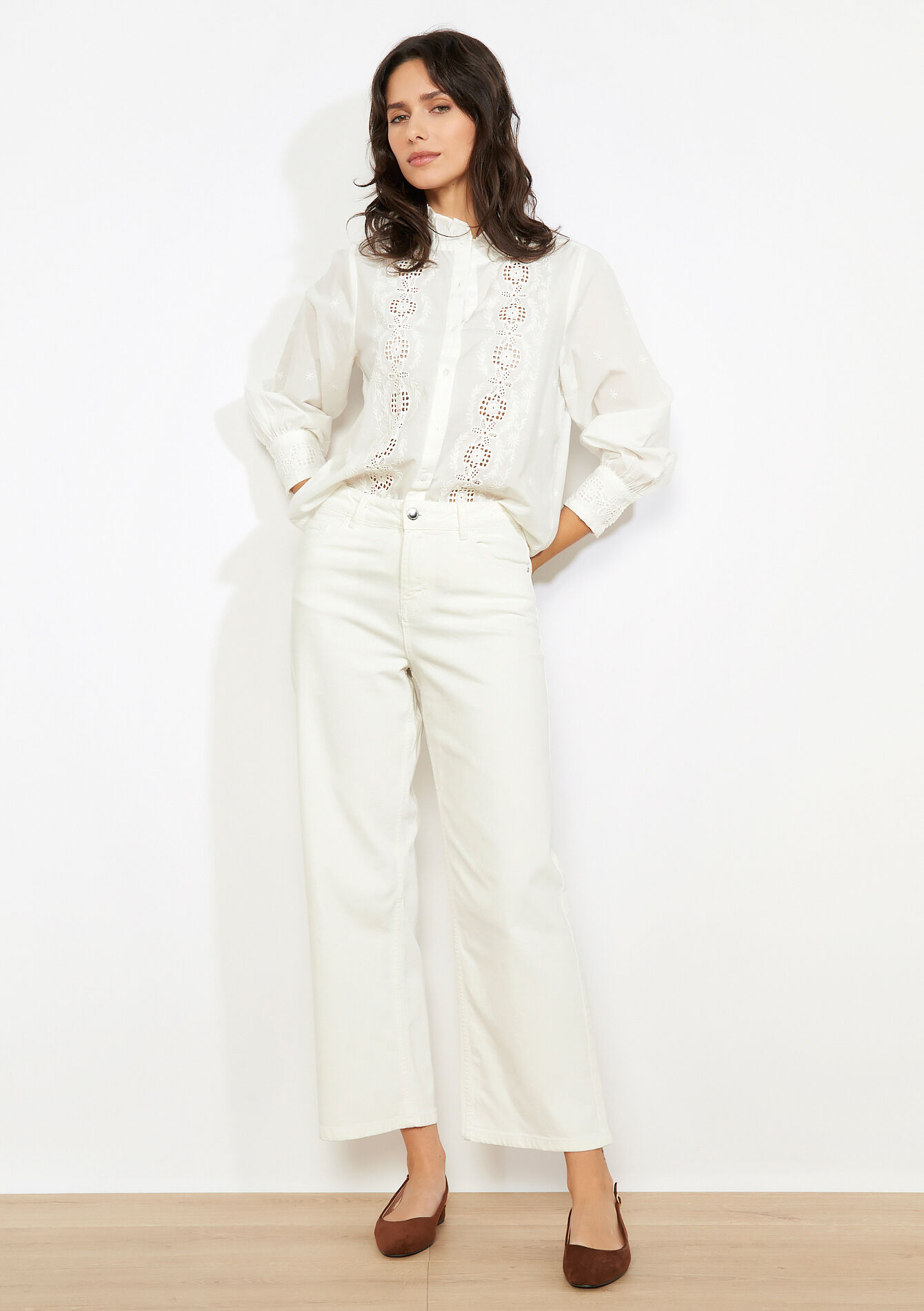 Hoge taille rechte broek - VANILLA WHITE - 06004660_1013