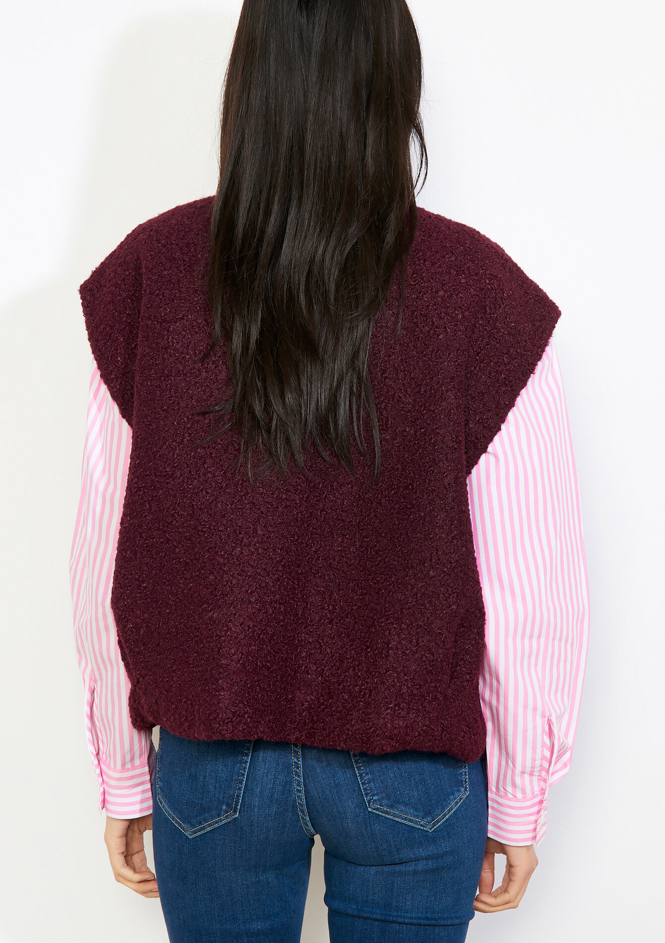 Mouwloos vest met structuur - BORDEAUX WINE - 09001525_5514