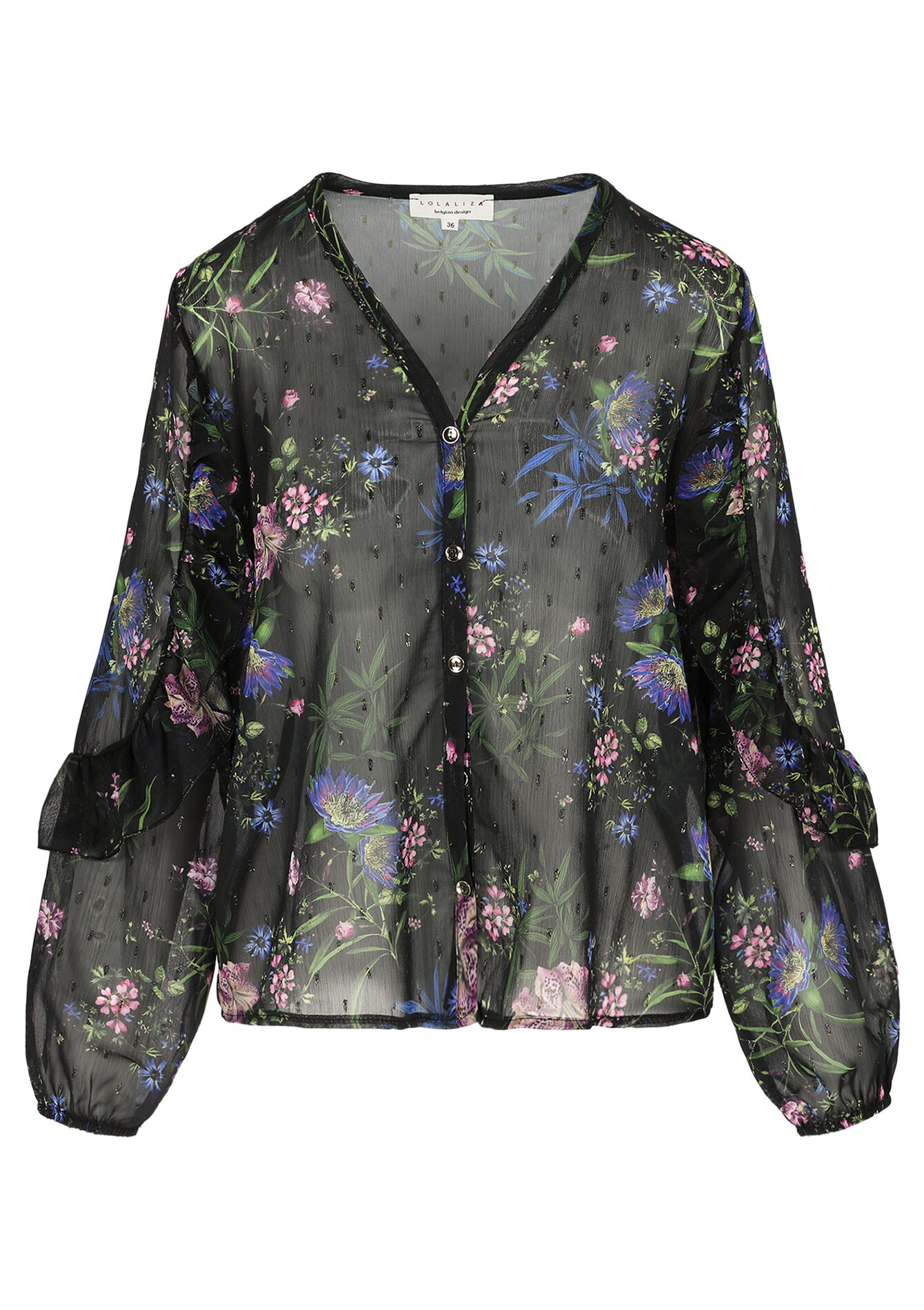 Losvallend bloemenhemd, Losvallend bloemenhemd - BLACK - 05702935_1119