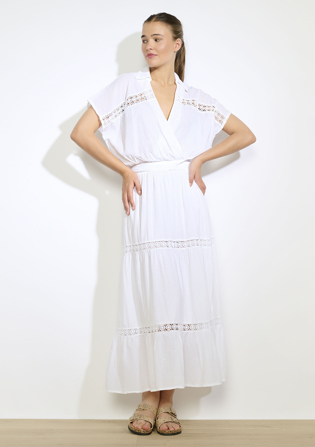 Wikkelblouse met macramé, Wikkelblouse met macramé - OPTICAL WHITE - 05702864_1019