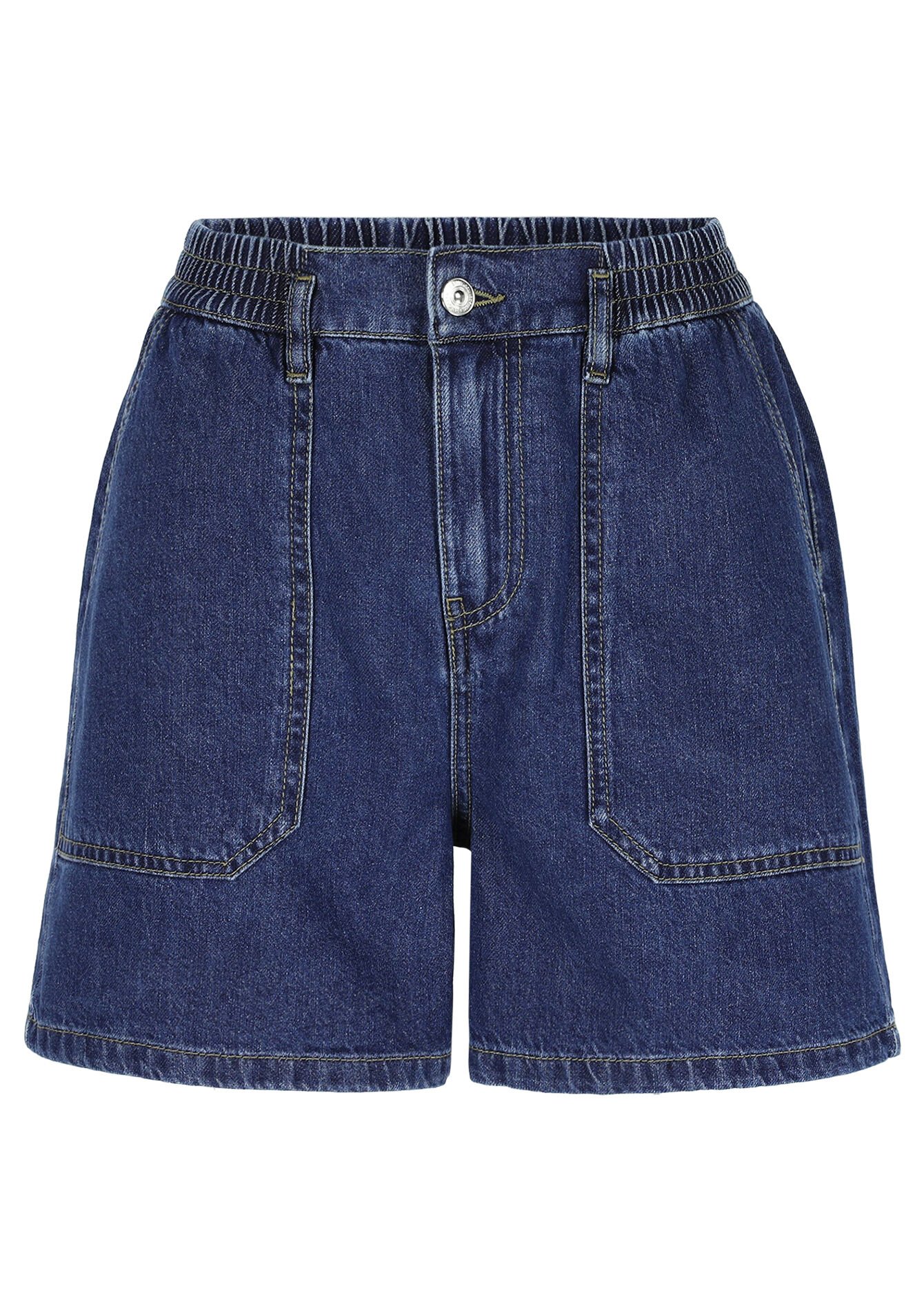 Short taille haute en denim, Short taille haute en denim - MEDIUM BLUE - 22000610_0500