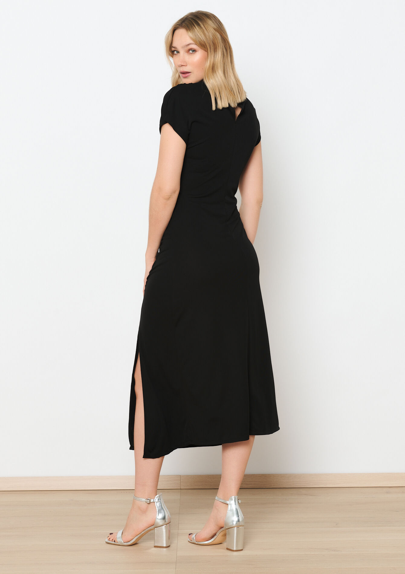 Draped bodycon dress, Draped bodycon dress - BLACK - 08602310_1119