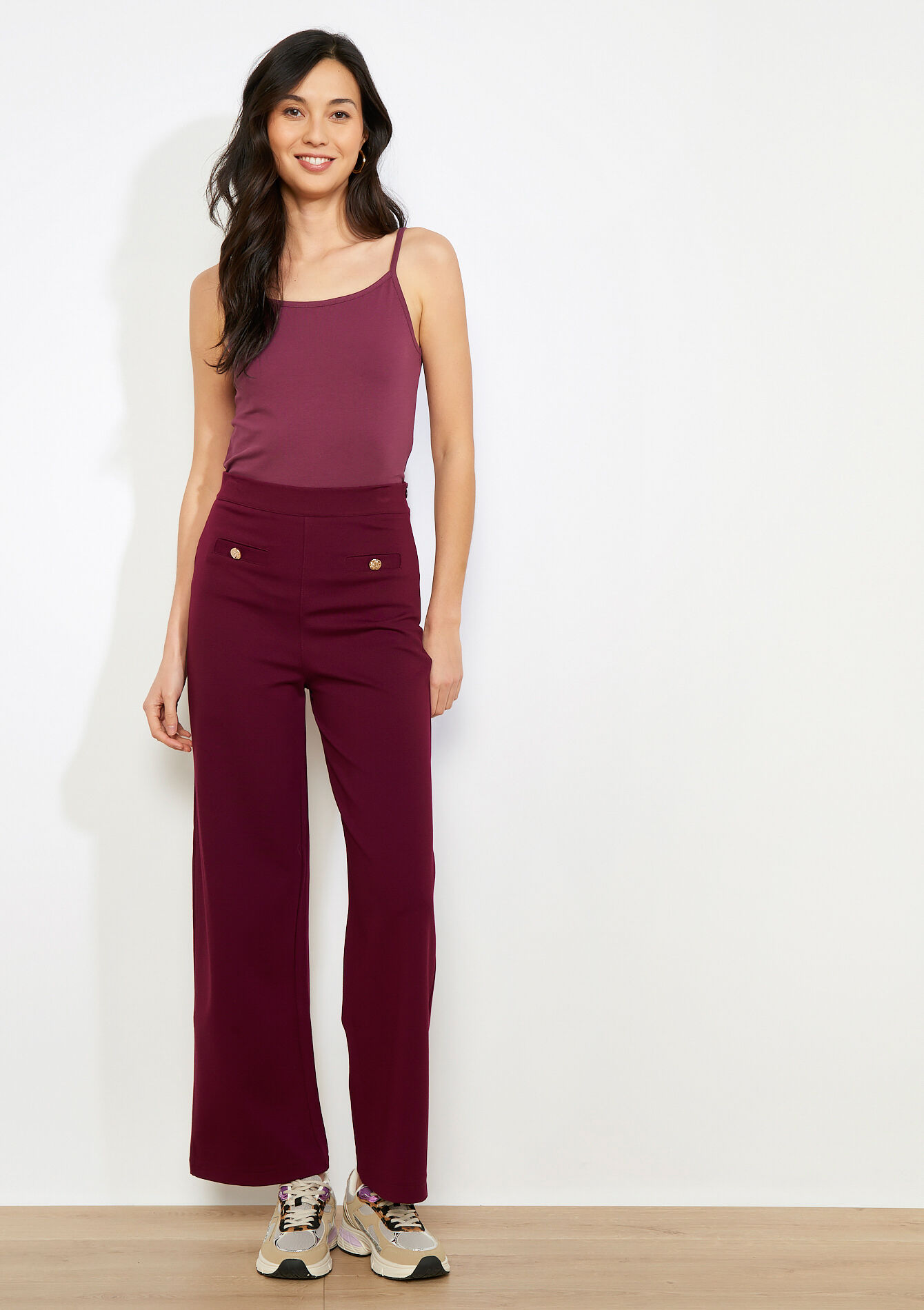 Top met fijne bandjes - AUBERGINE - 02200524_1537