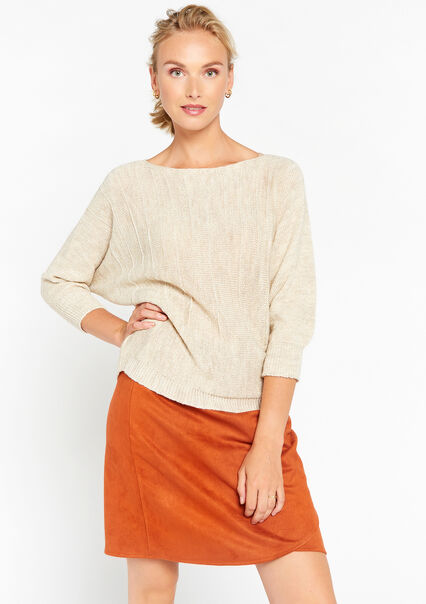 Lurex pullover with batwing sleeves - LT BEIGE - 04006276_2527