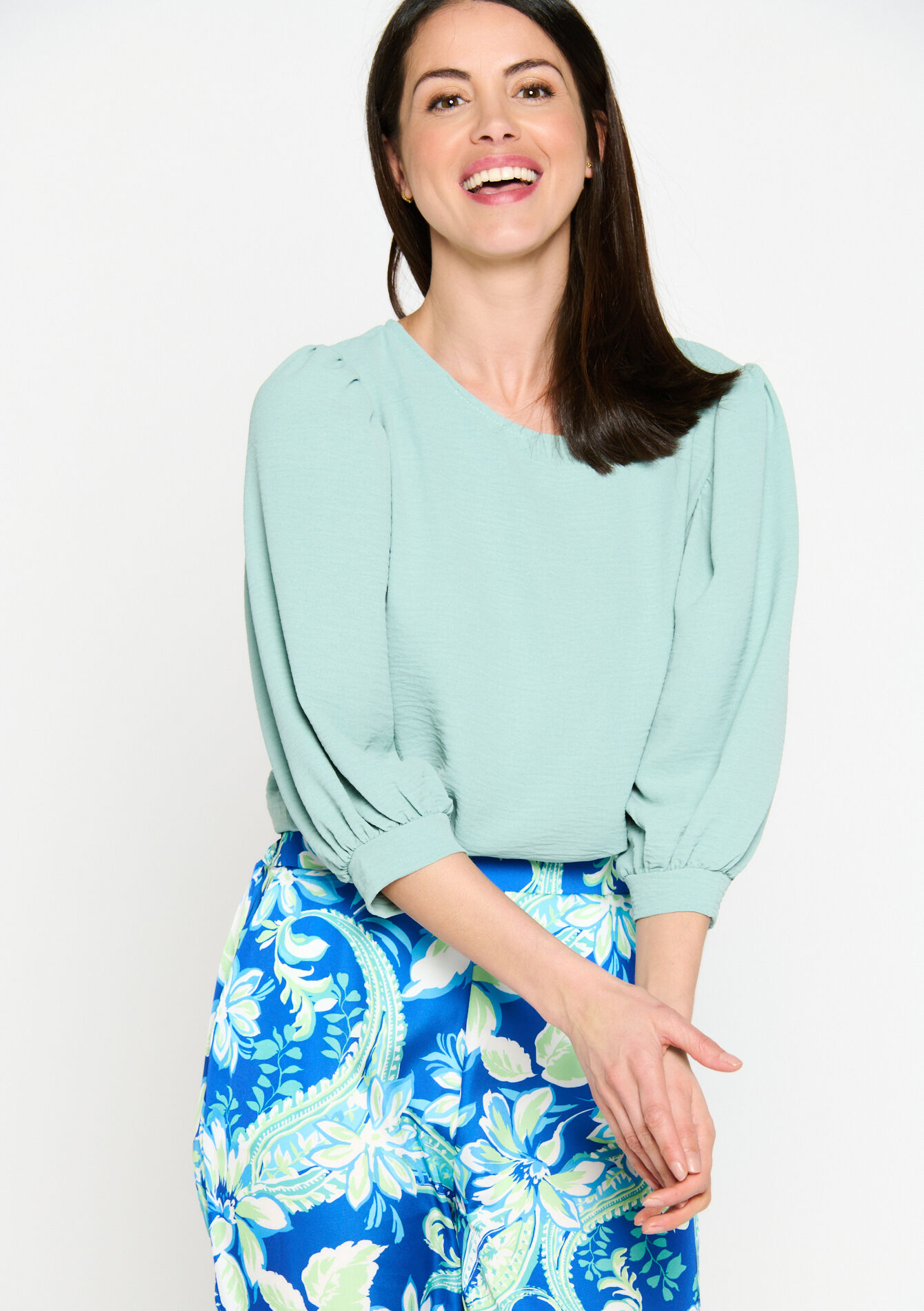 Short-sleeved blouse - MINT GREEN - 05702140_1723