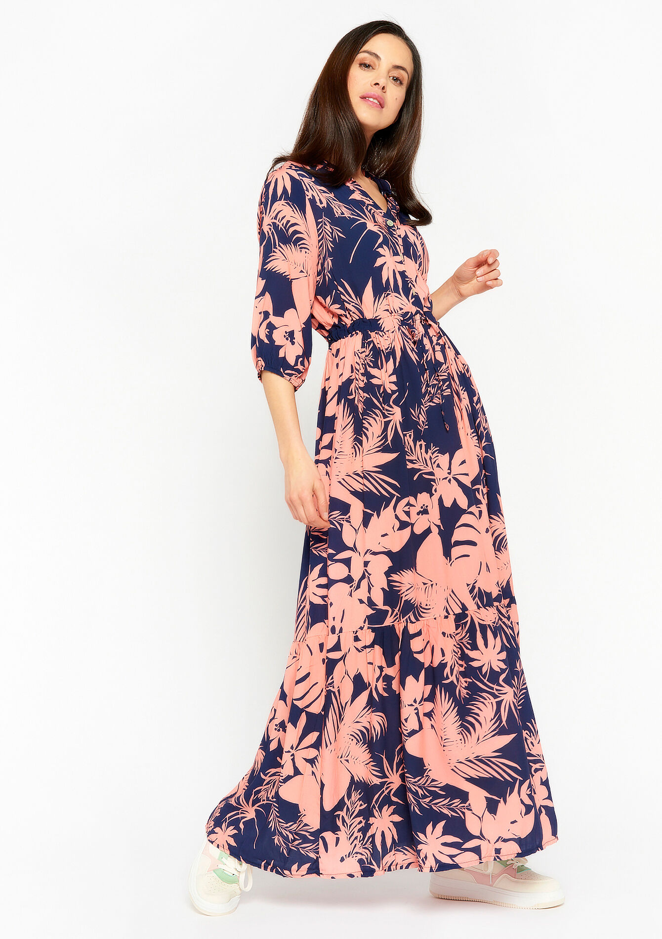 Maxi-jurk met bloemenprint, Maxi-jurk met bloemenprint - NAVY BASIC - 08601985_2723