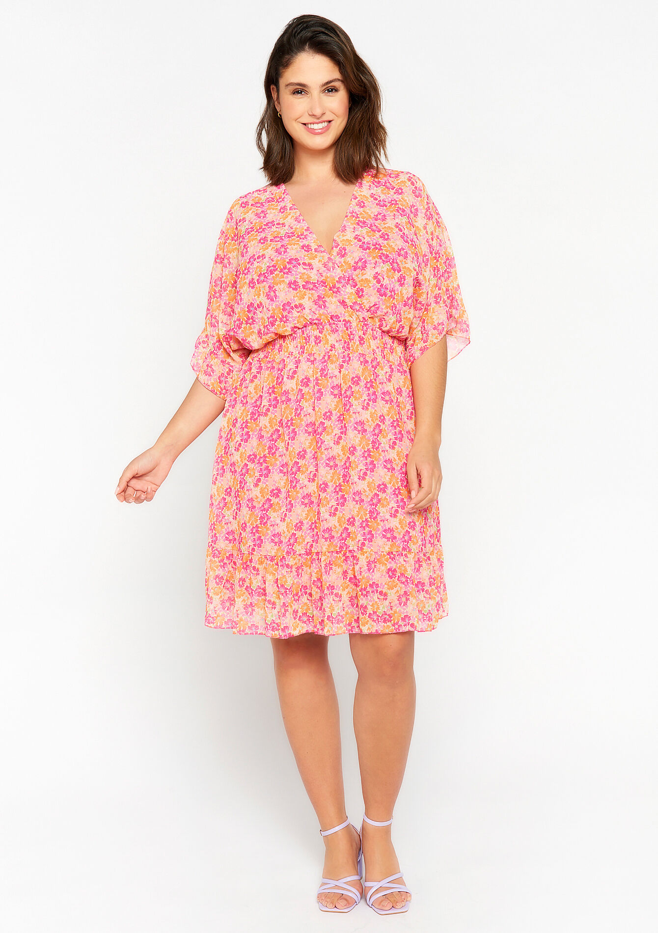 Robe cache-coeur à imprimé fleuri - FUCHSIA - 08103226_5626