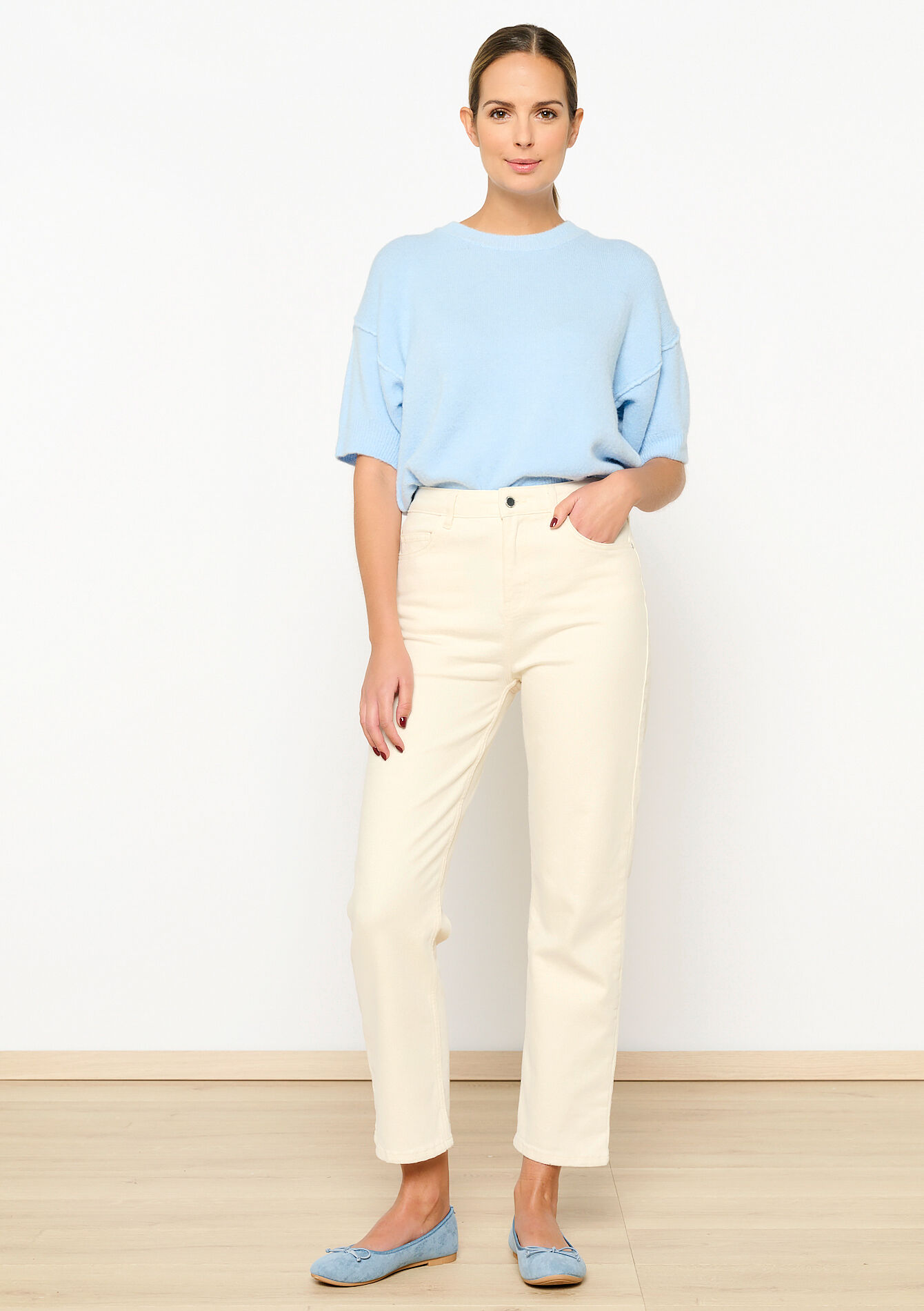 Jean coupe droite taille haute, Jean coupe droite taille haute - VANILLA WHITE - 22000522_1013