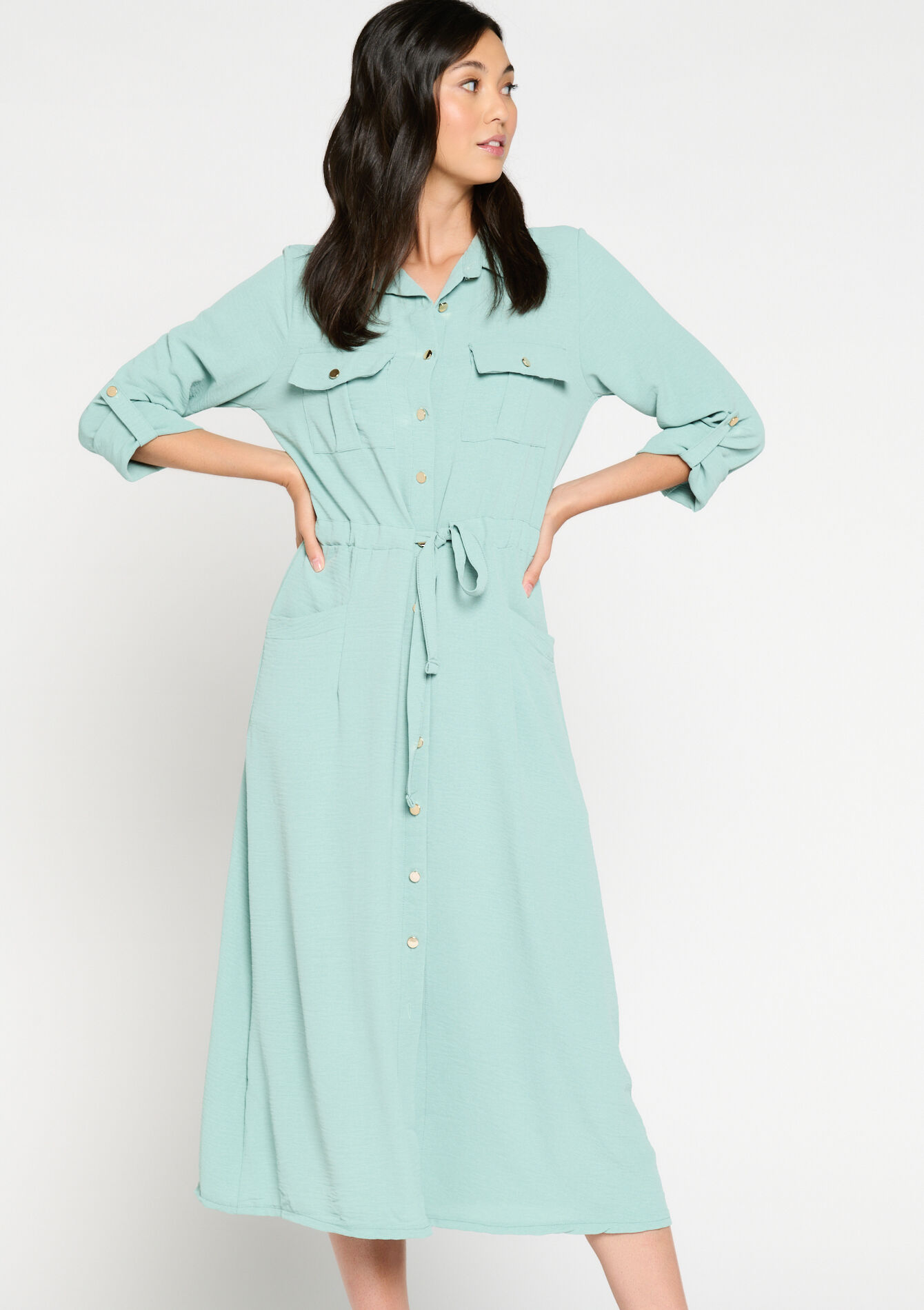 Robe-chemise utilitaire, Robe-chemise utilitaire - MINT GREEN - 08602190