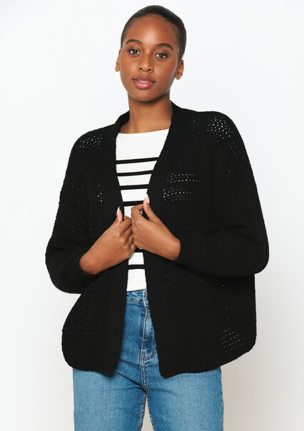 Knitted cardigan - BLACK - 04101135_1119