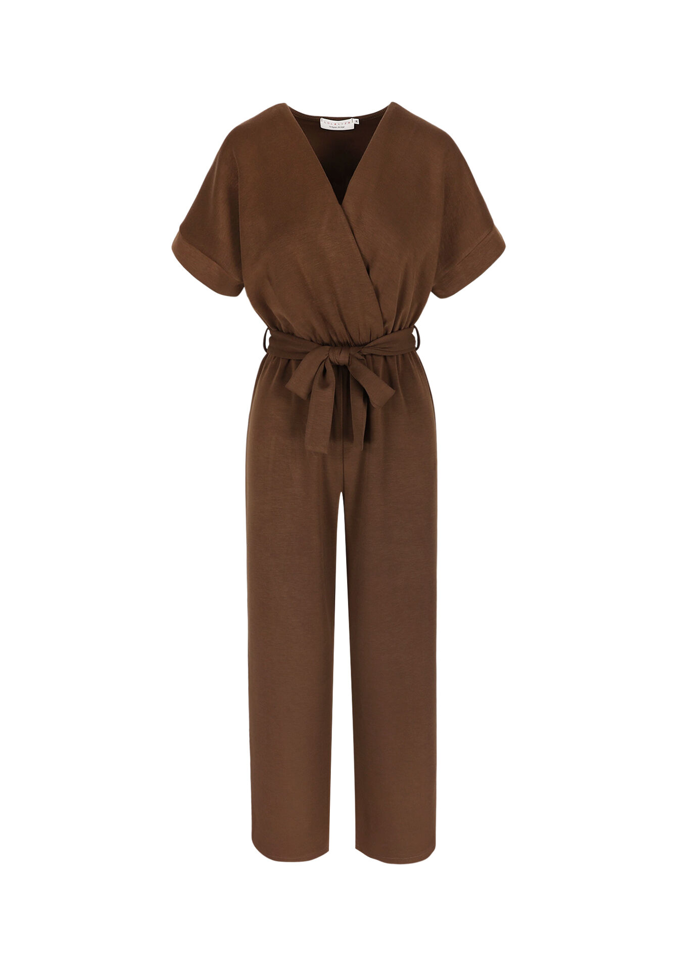Overslag jumpsuit - BROWN DARK CHOCOLATE - 06004651_3720