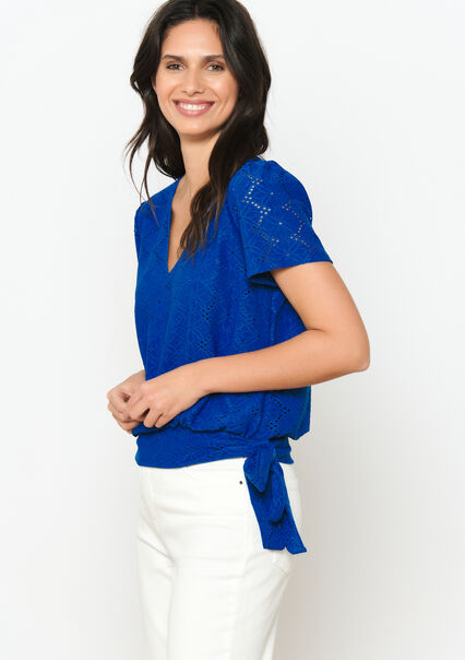 T-shirt in broderie anglaise - ELECTRIC BLUE - 02301574_1619