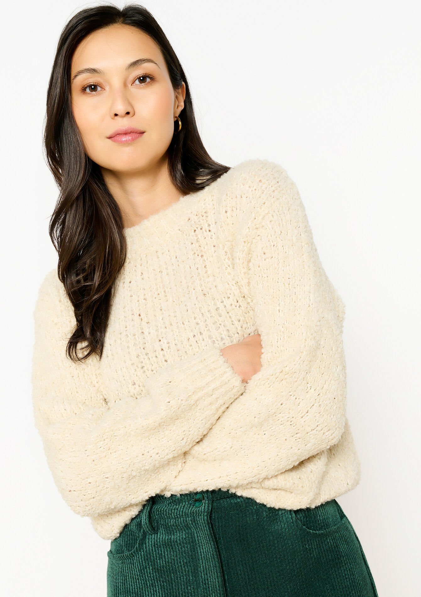 Trui met bouclé-look, Trui met bouclé-look - VANILLA WHITE - 04006744_1013