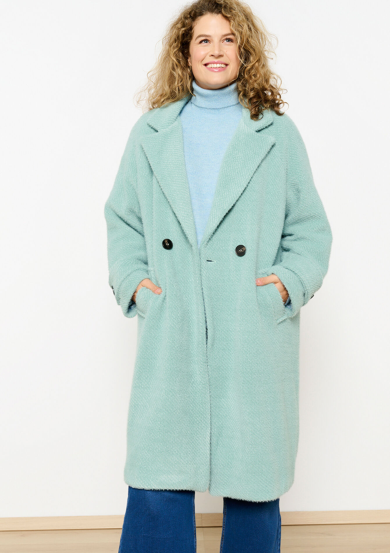 Harige jas - LIGHT GREEN PASTEL - 1120299