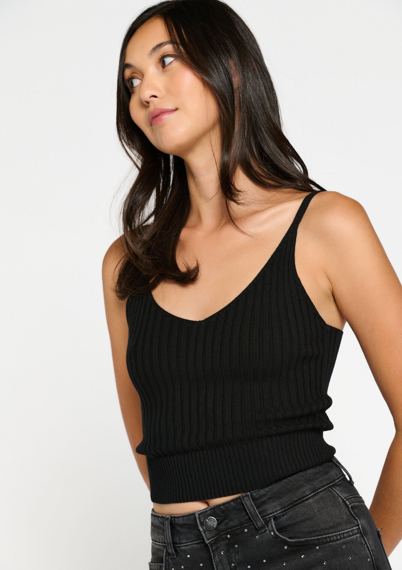 Ribbed top - BLACK - 04006295_1119