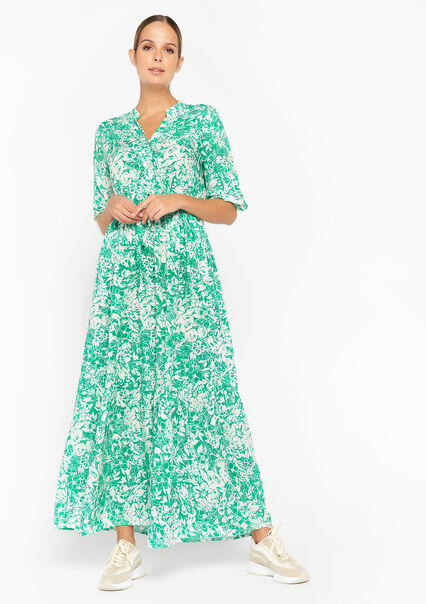 Maxi-jurk met bloemenprint - GREEN APPLE  - 08601838_1783