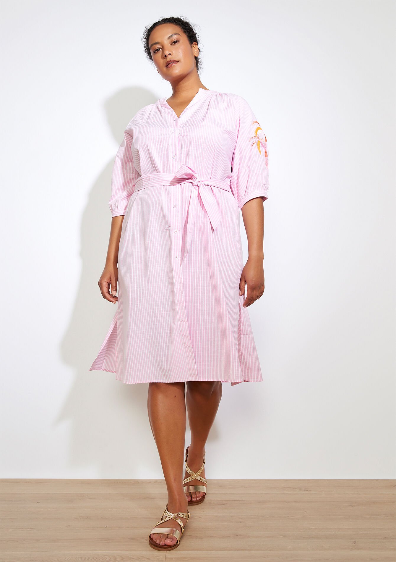 Geborduurde hemdjurk - FUCHSIA - 08104106_5626